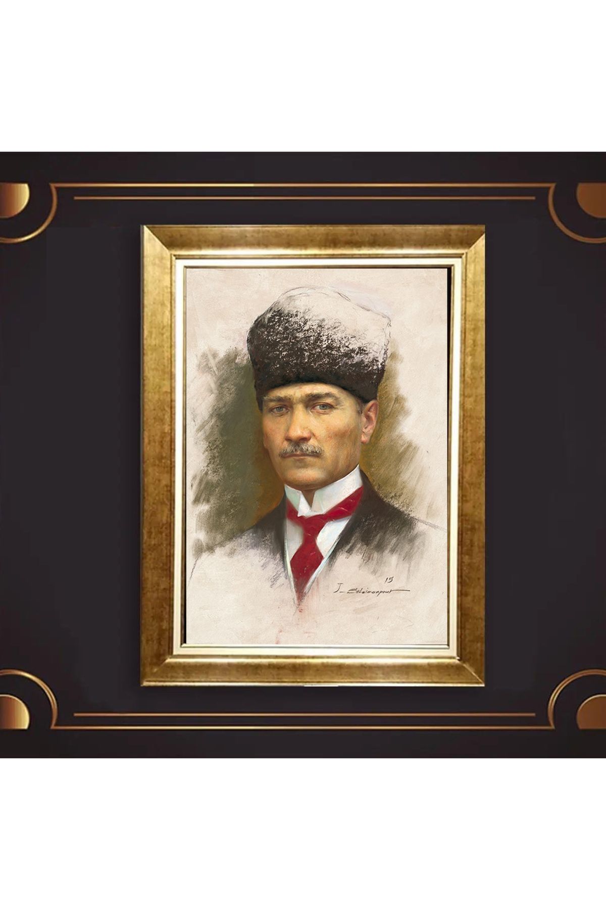 giyense ÖZEL TASARIM ÇERÇEVELİ PASPARTULU ATATÜRK TABLO A332