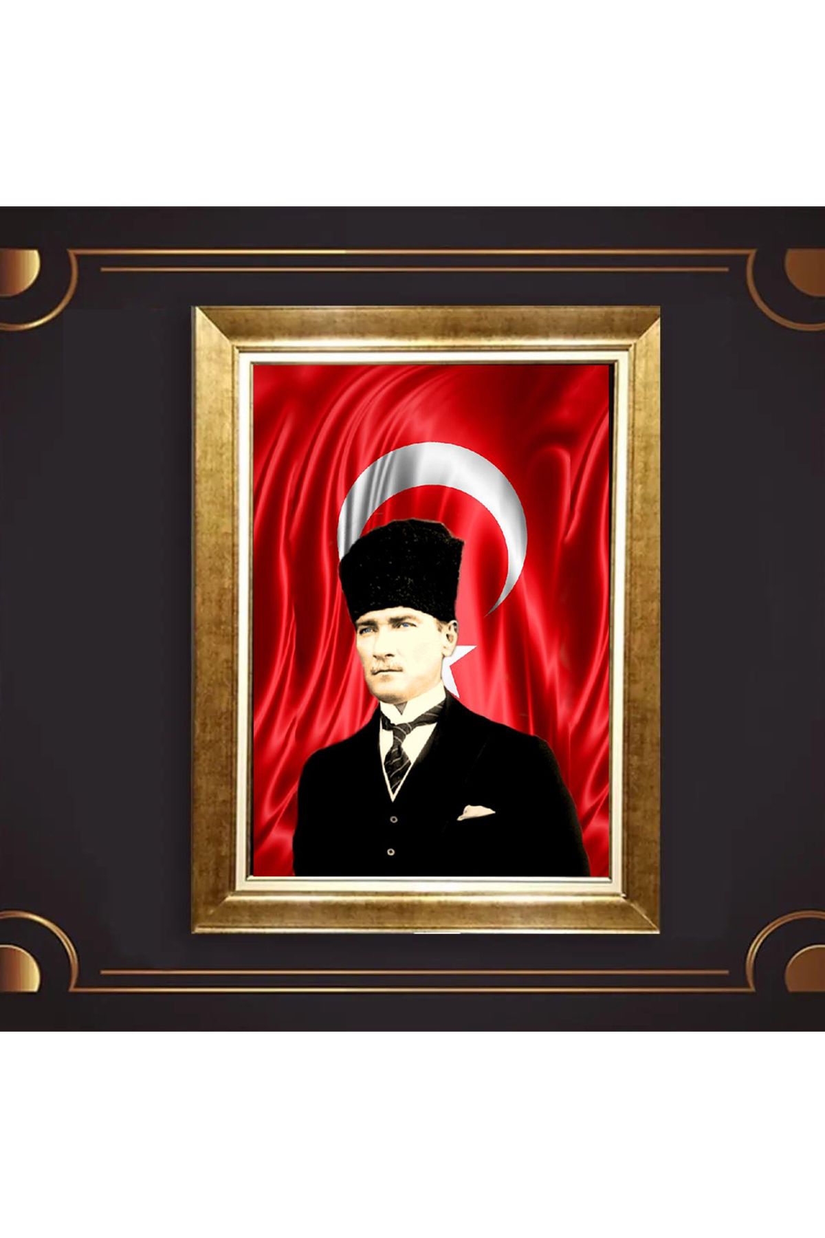 giyense ÖZEL TASARIM ÇERÇEVELİ PASPARTULU ATATÜRK TABLO A566