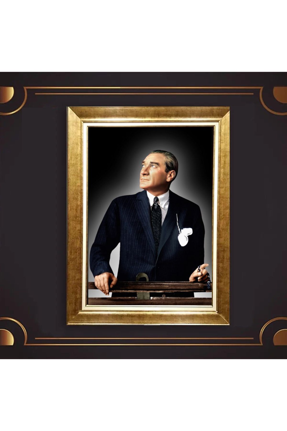 giyense ÖZEL TASARIM ÇERÇEVELİ PASPARTULU ATATÜRK TABLO A244