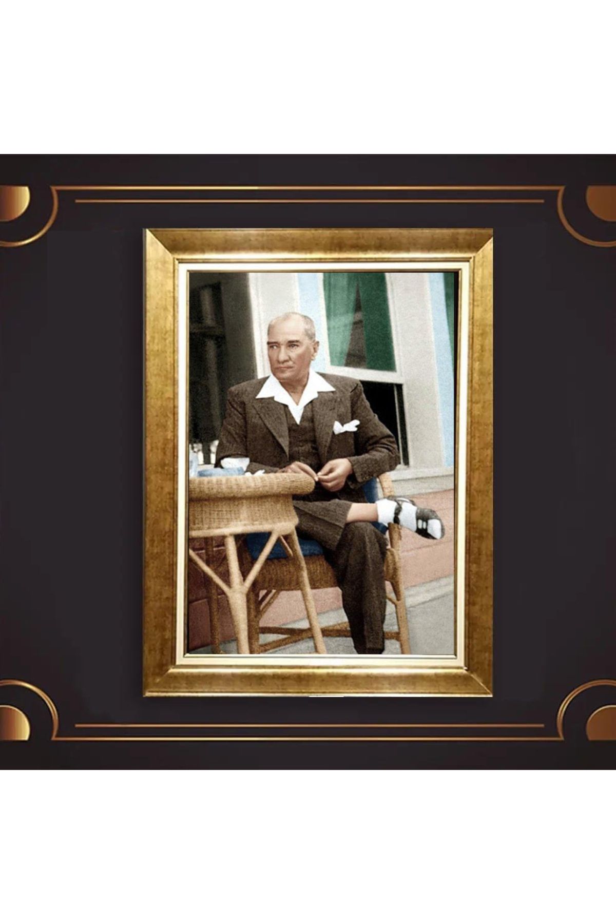 giyense ÖZEL TASARIM ÇERÇEVELİ PASPARTULU ATATÜRK TABLO A49