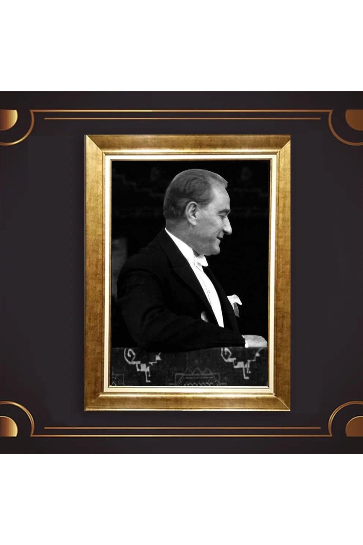 giyense ÖZEL TASARIM ÇERÇEVELİ PASPARTULU ATATÜRK TABLO A478