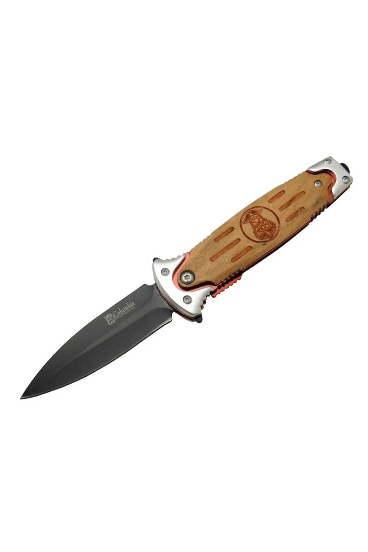 Belle Fusion Fs 11031 Kahverengi Kamp Çakı 20cm- Police İşlemeli, Ahşap Sap, Kemerlikli, Cam Kırma Aparatlı