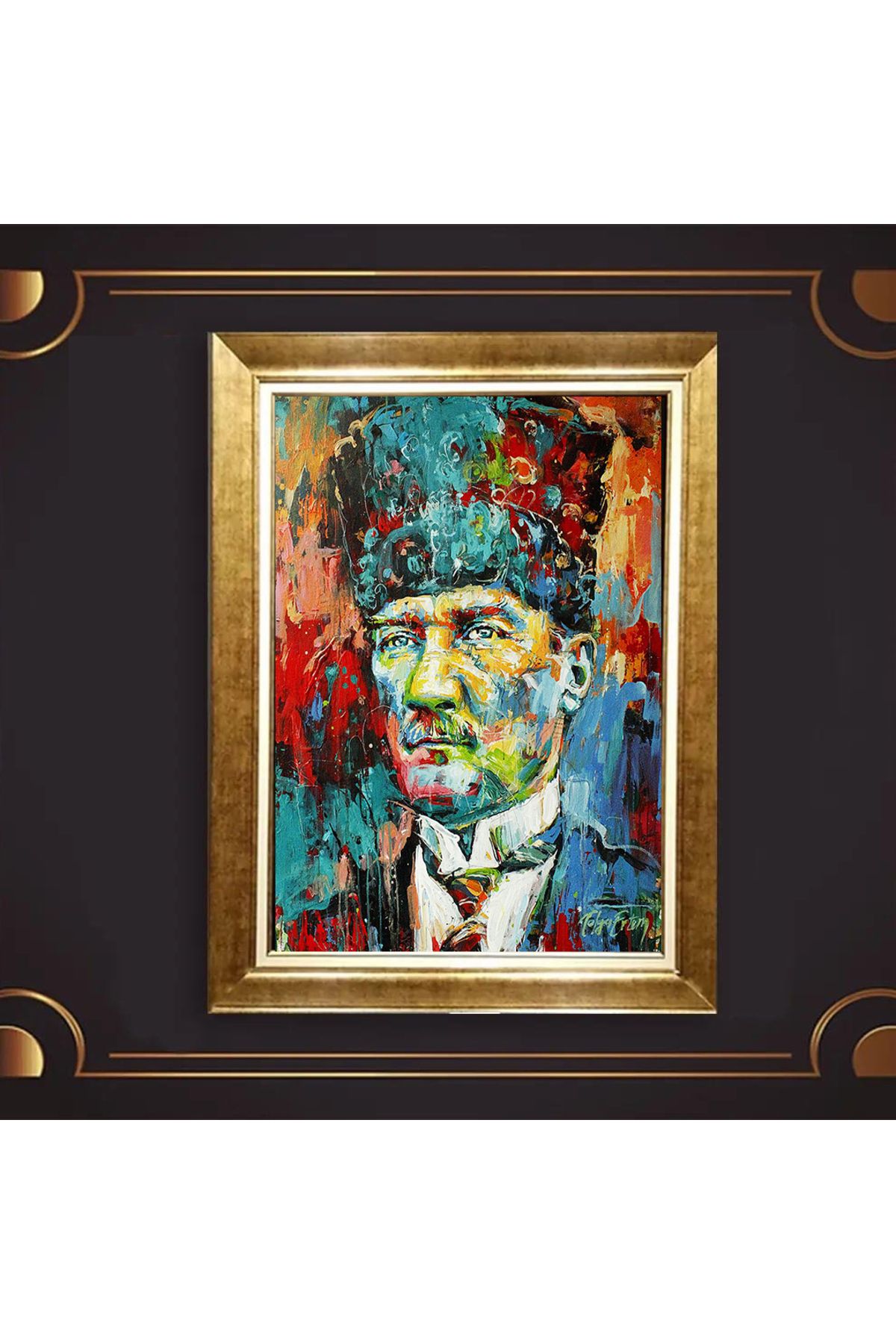 giyense ÖZEL TASARIM ÇERÇEVELİ PASPARTULU ATATÜRK TABLO A553
