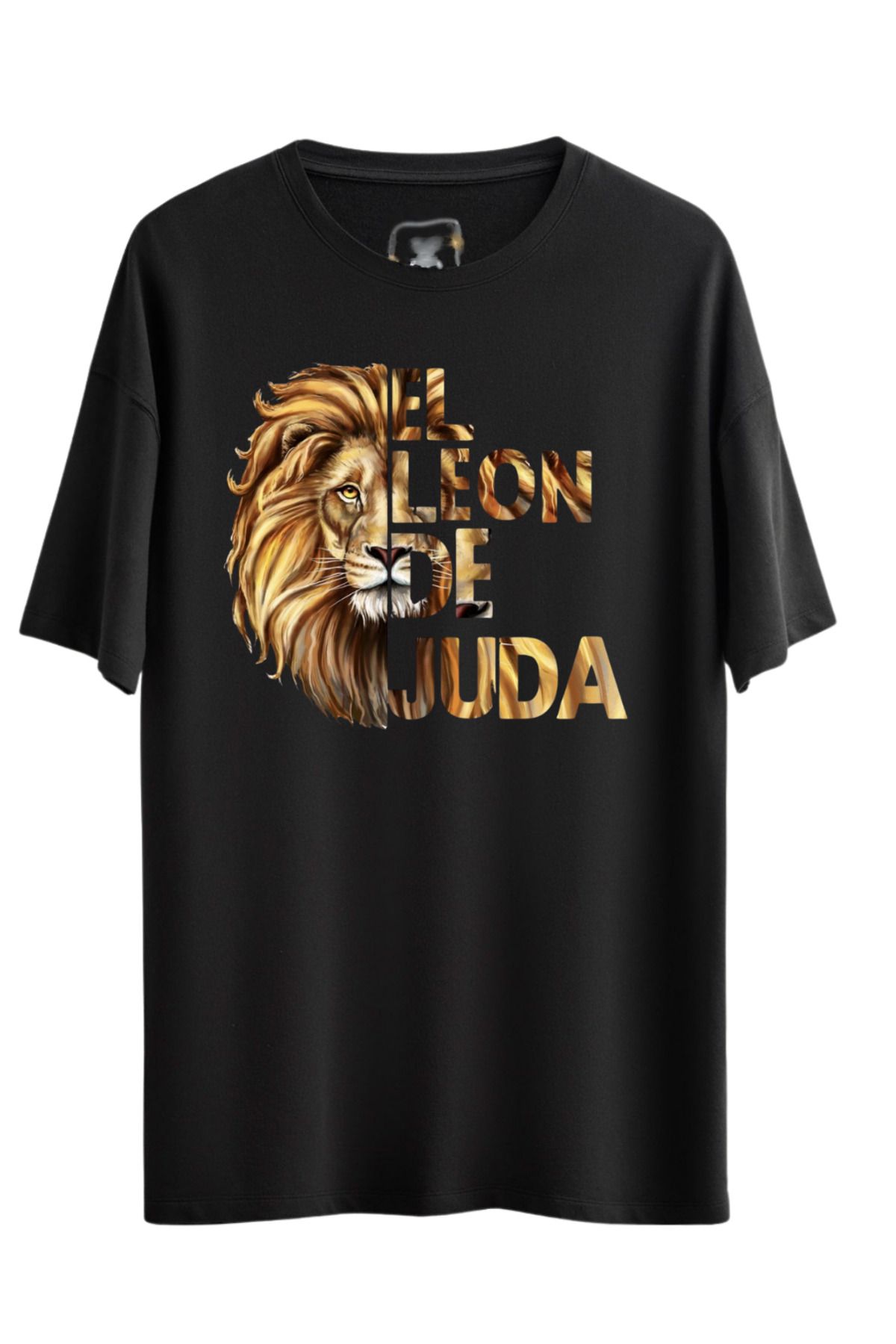 MODA BOL KESİM ASLAN BASKILI OVERSİZE OMUZU DÜŞÜK T-SHİRT