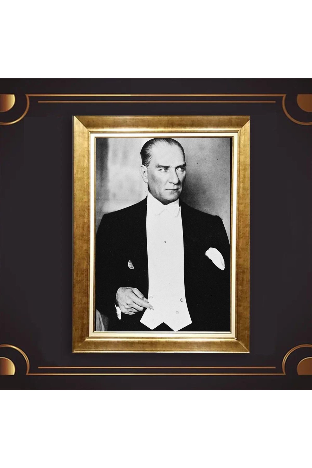 giyense ÖZEL TASARIM ÇERÇEVELİ PASPARTULU ATATÜRK TABLO A416