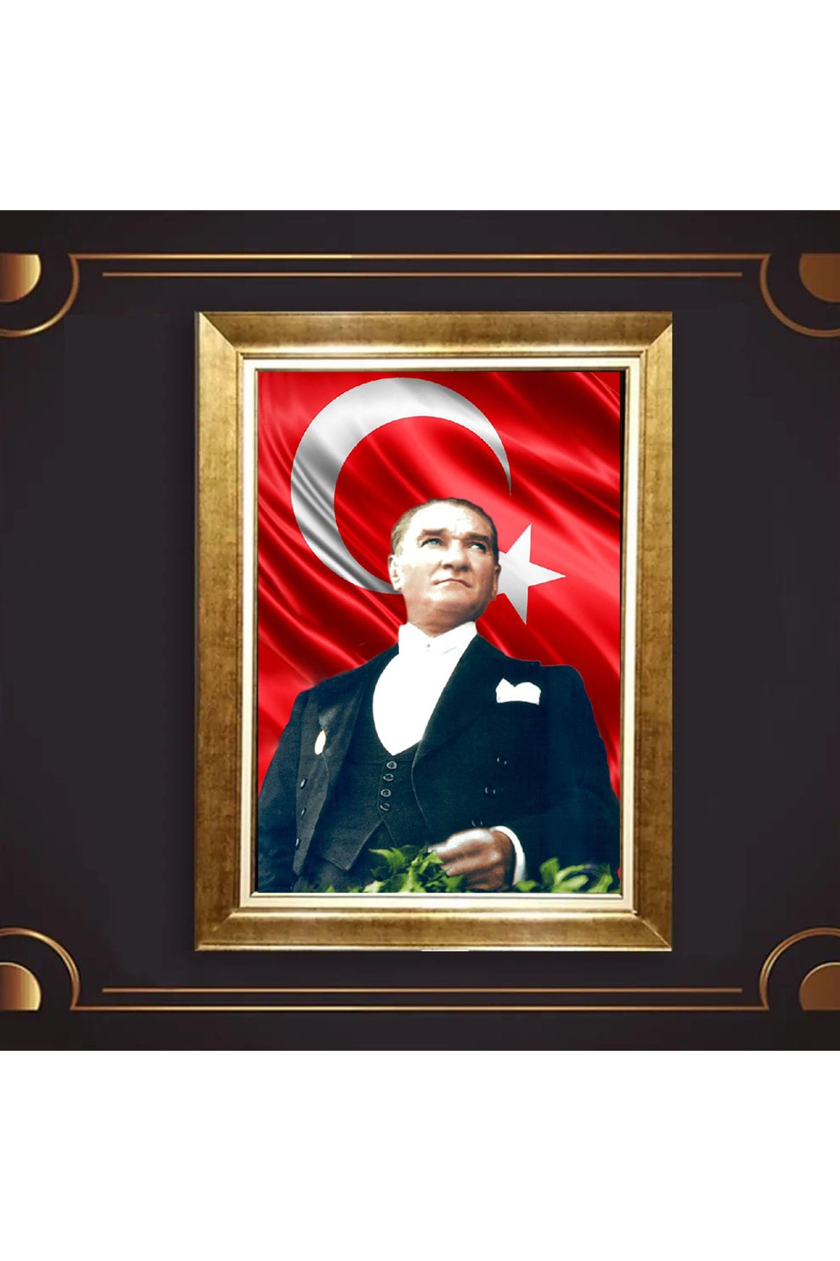 giyense ÖZEL TASARIM ÇERÇEVELİ PASPARTULU ATATÜRK TABLO A468