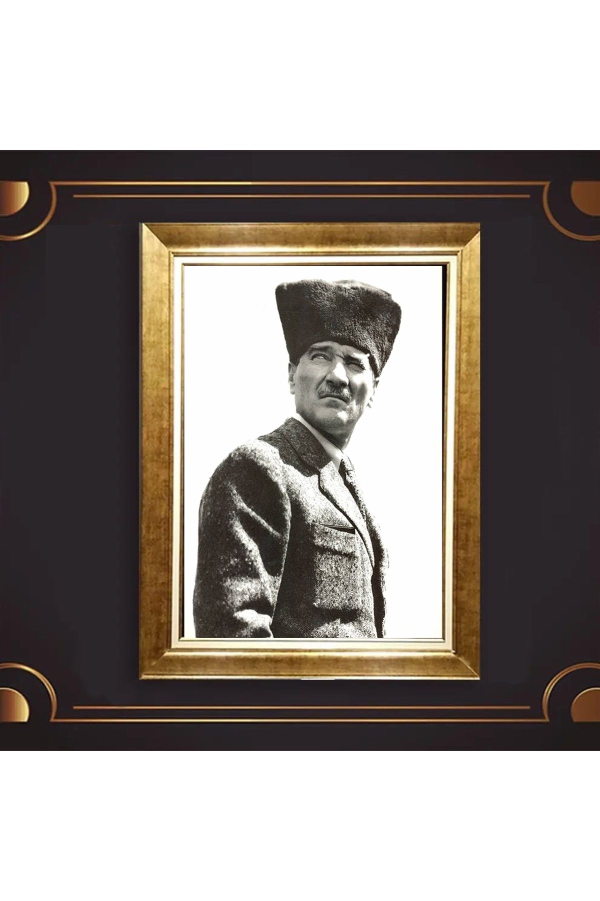 giyense ÖZEL TASARIM ÇERÇEVELİ PASPARTULU ATATÜRK TABLO A14