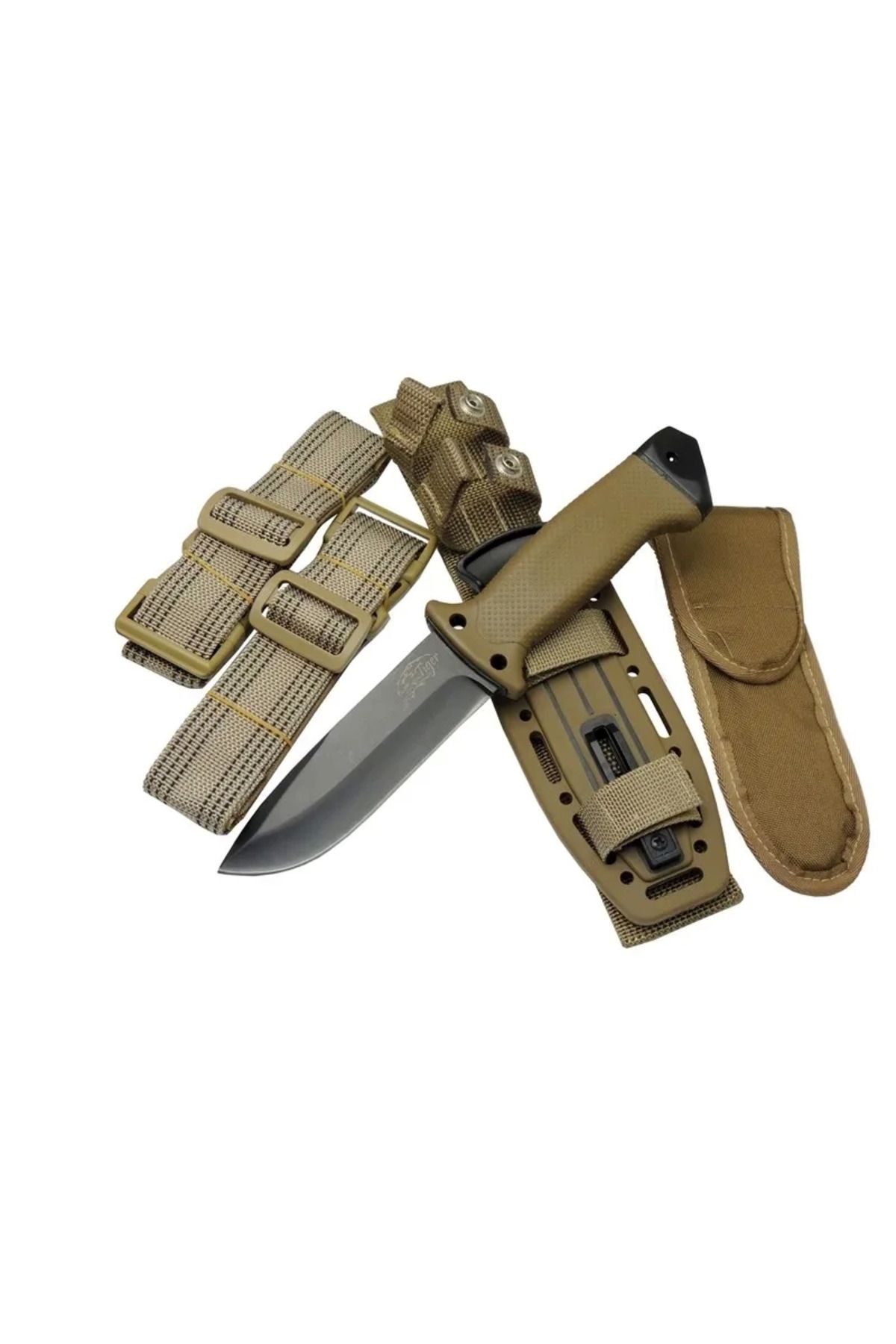 Belle Fusion Tiger Tactical Htm 3321 B Kahverengi Outdoor / Survival Bıçak 27cm - Kauçuk Sap, Kılıflı, Kutulu