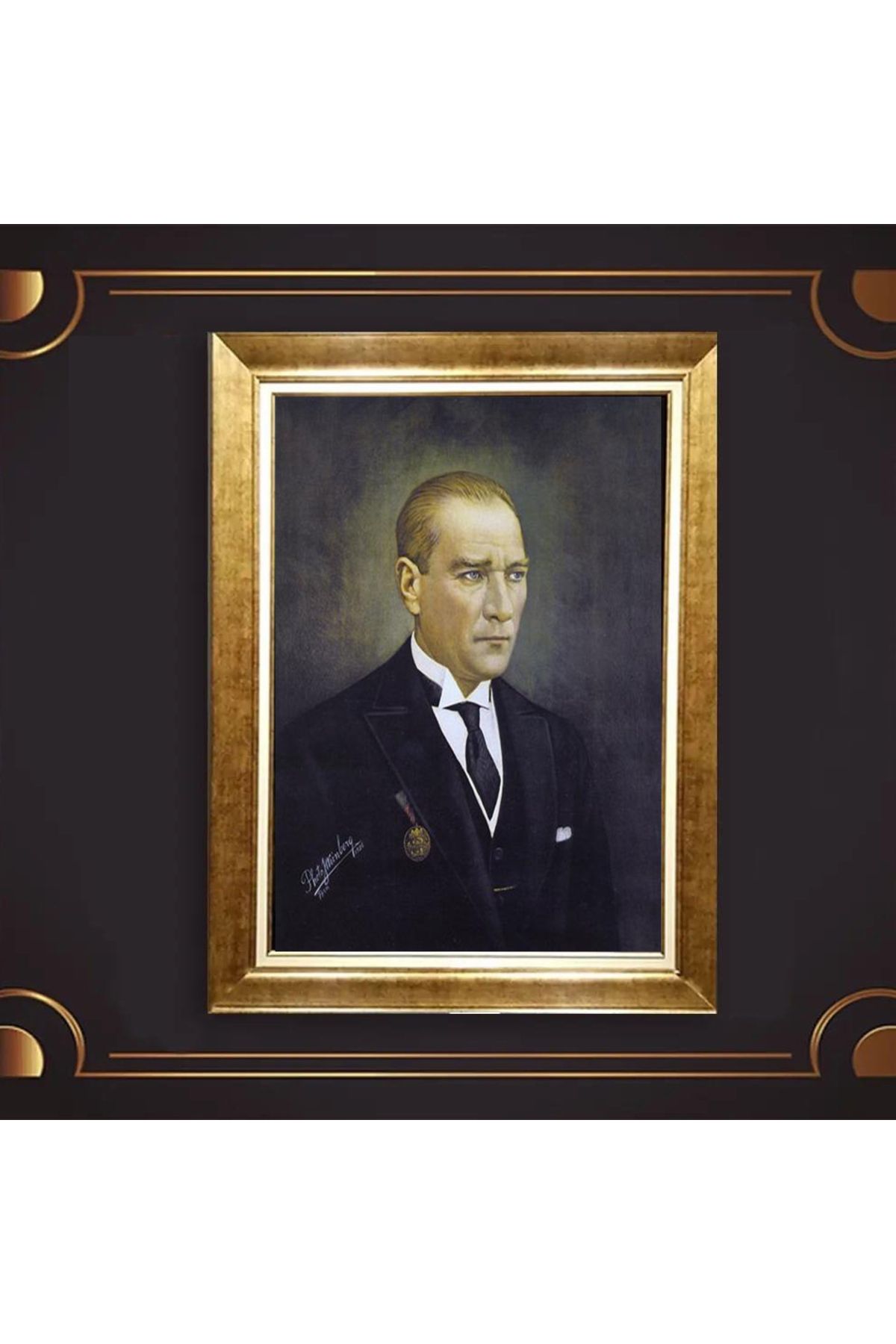 giyense ÖZEL TASARIM ÇERÇEVELİ PASPARTULU ATATÜRK TABLO A507