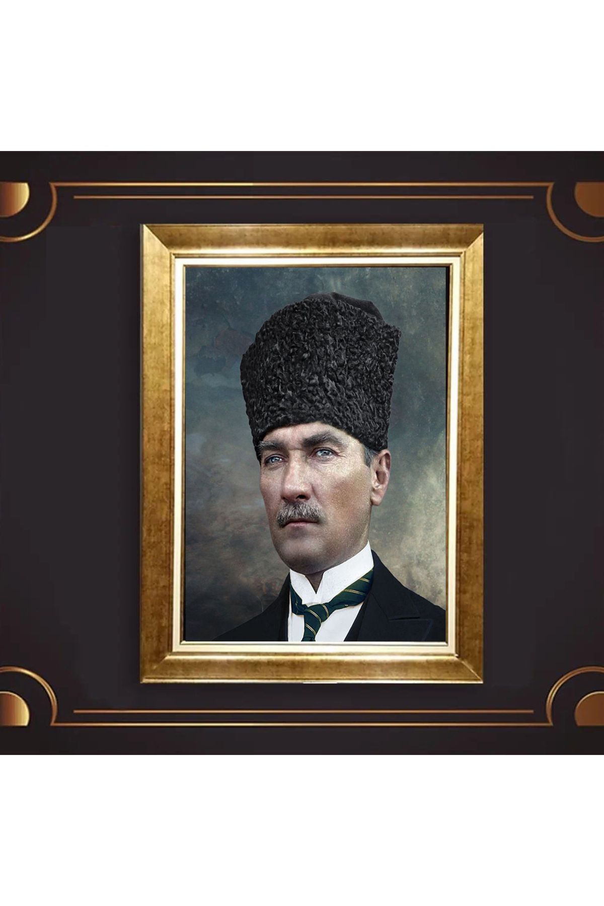 giyense ÖZEL TASARIM ÇERÇEVELİ PASPARTULU ATATÜRK TABLO A596