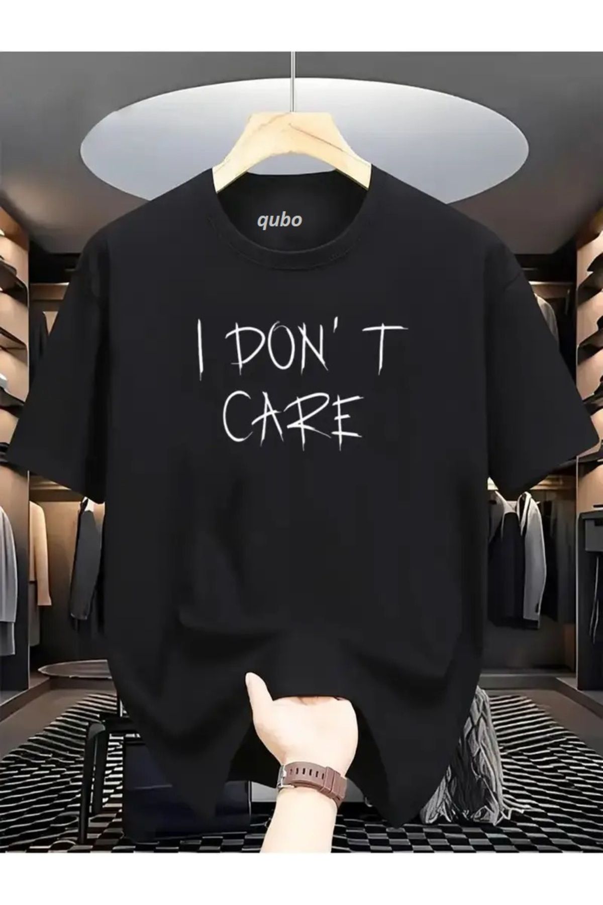 qubo sportswear & company qubo Unisex Oversize Baskılı Pamuklu Bisiklet Yaka Kısa Kollu SİYAH T-shirt