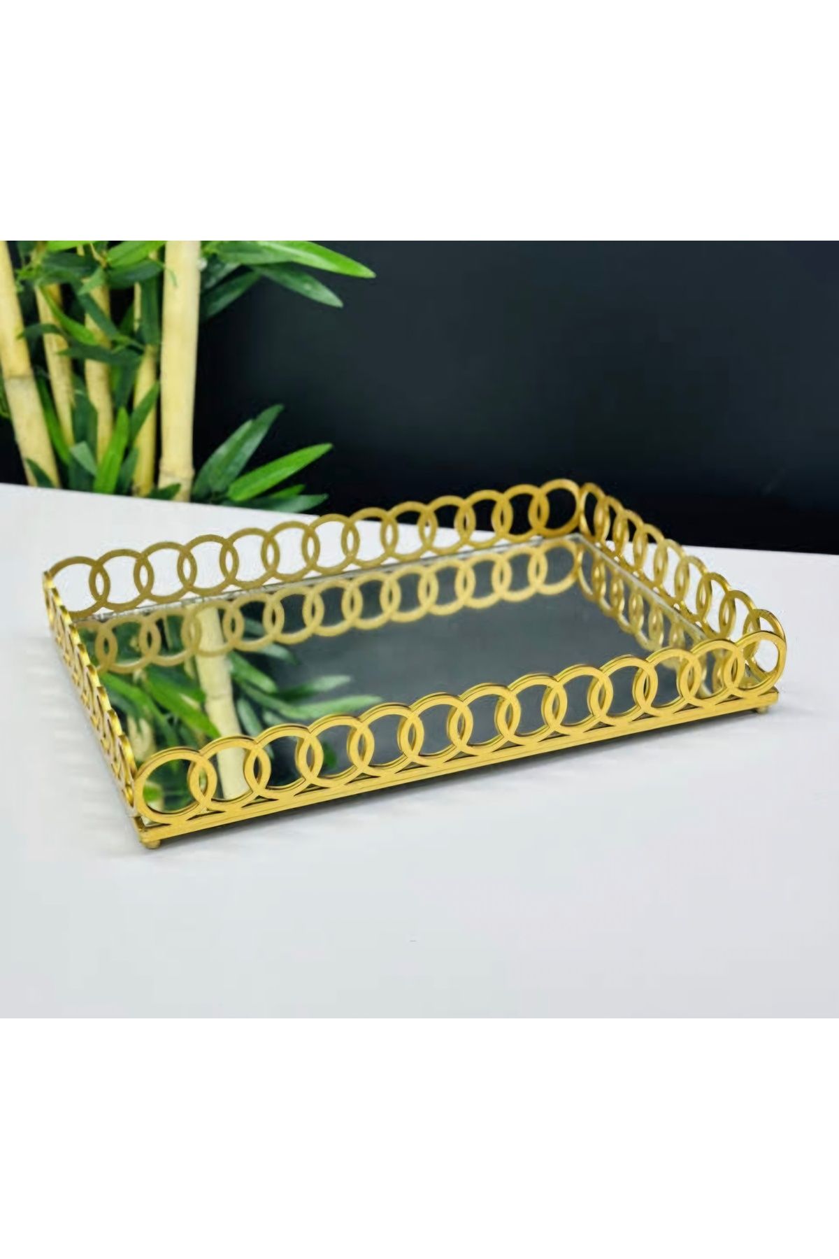 Zeyn Aynalı Gold Tepsi Hediyelik