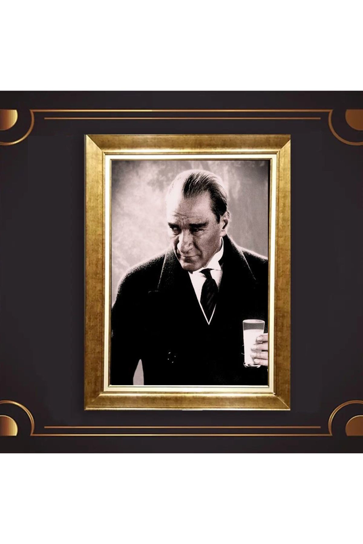 giyense ÖZEL TASARIM ÇERÇEVELİ PASPARTULU ATATÜRK TABLO A480
