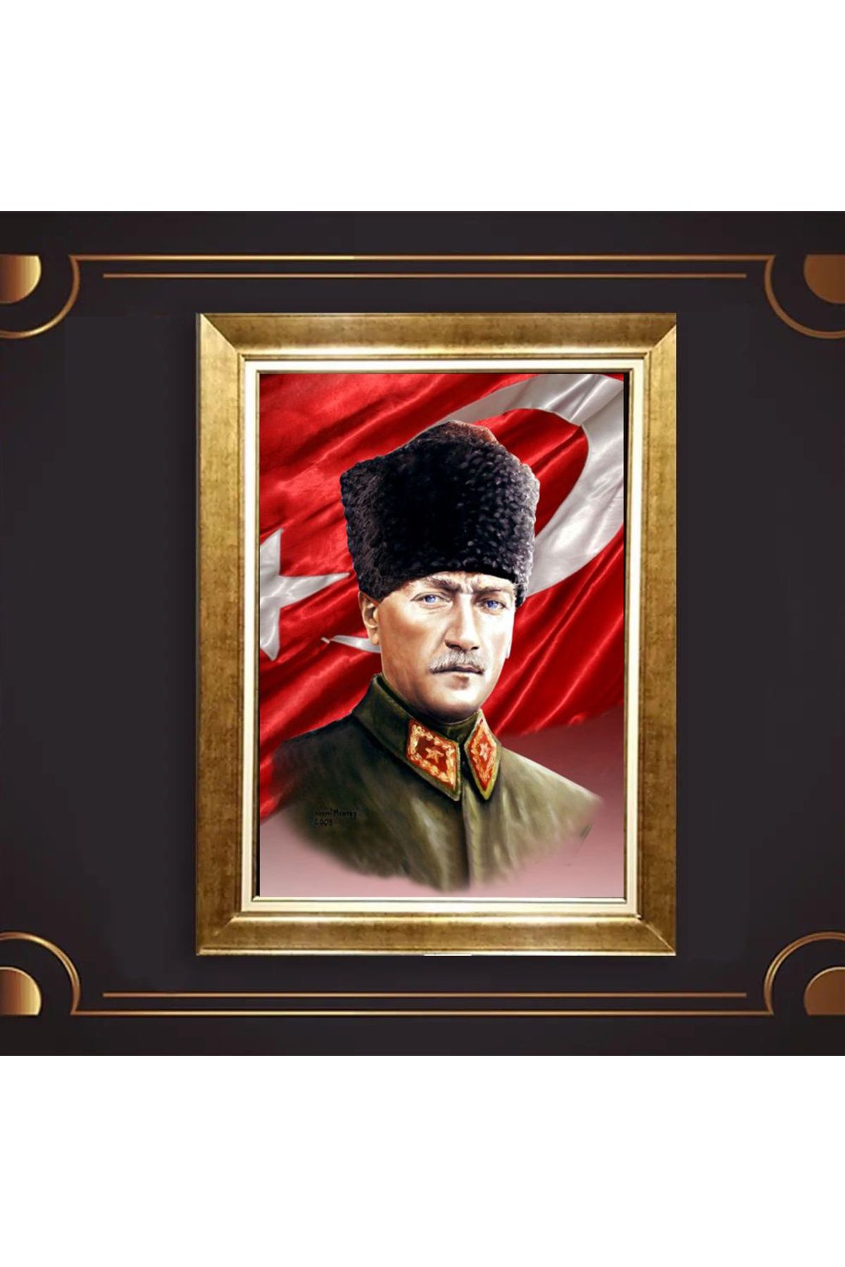 giyense ÖZEL TASARIM ÇERÇEVELİ PASPARTULU ATATÜRK TABLO A210