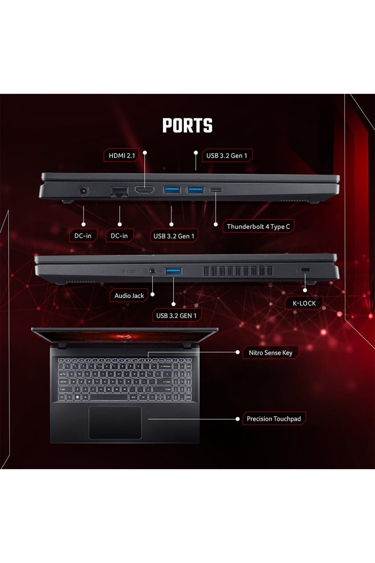 ACER-Nitro V15 ANV15 Gaming Notebook 13th Gen Intel Core i7-13620H/16GB DDR5 RAM/512GB SSD 8
