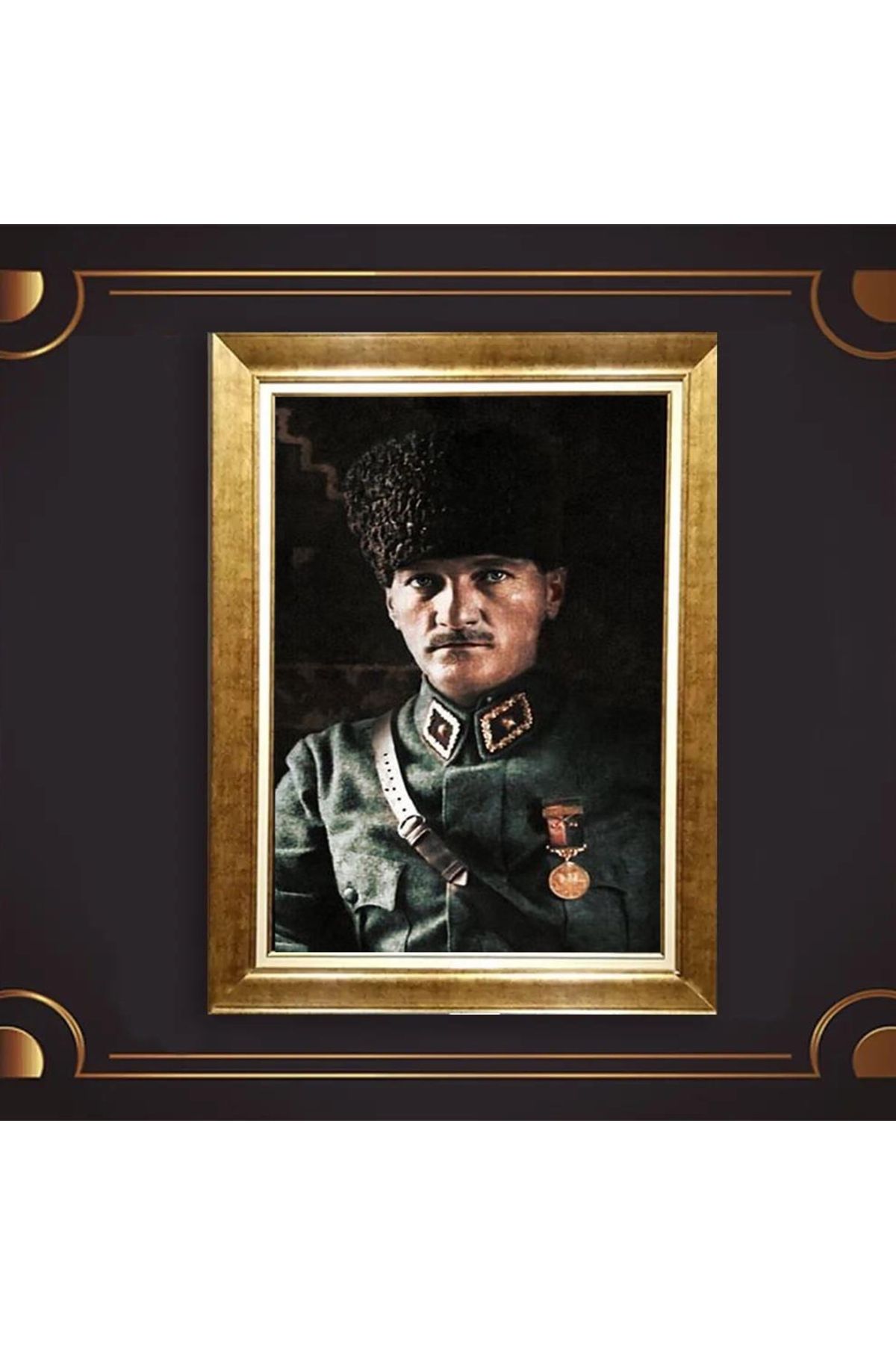 giyense ÖZEL TASARIM ÇERÇEVELİ PASPARTULU ATATÜRK TABLO A54
