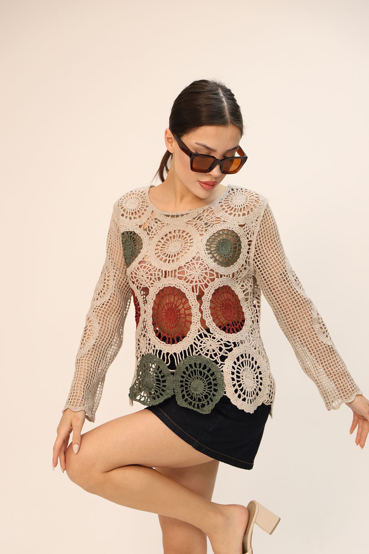 DM DİLAN MODA KADIN TIĞ İŞİ DANTEL BLUZ