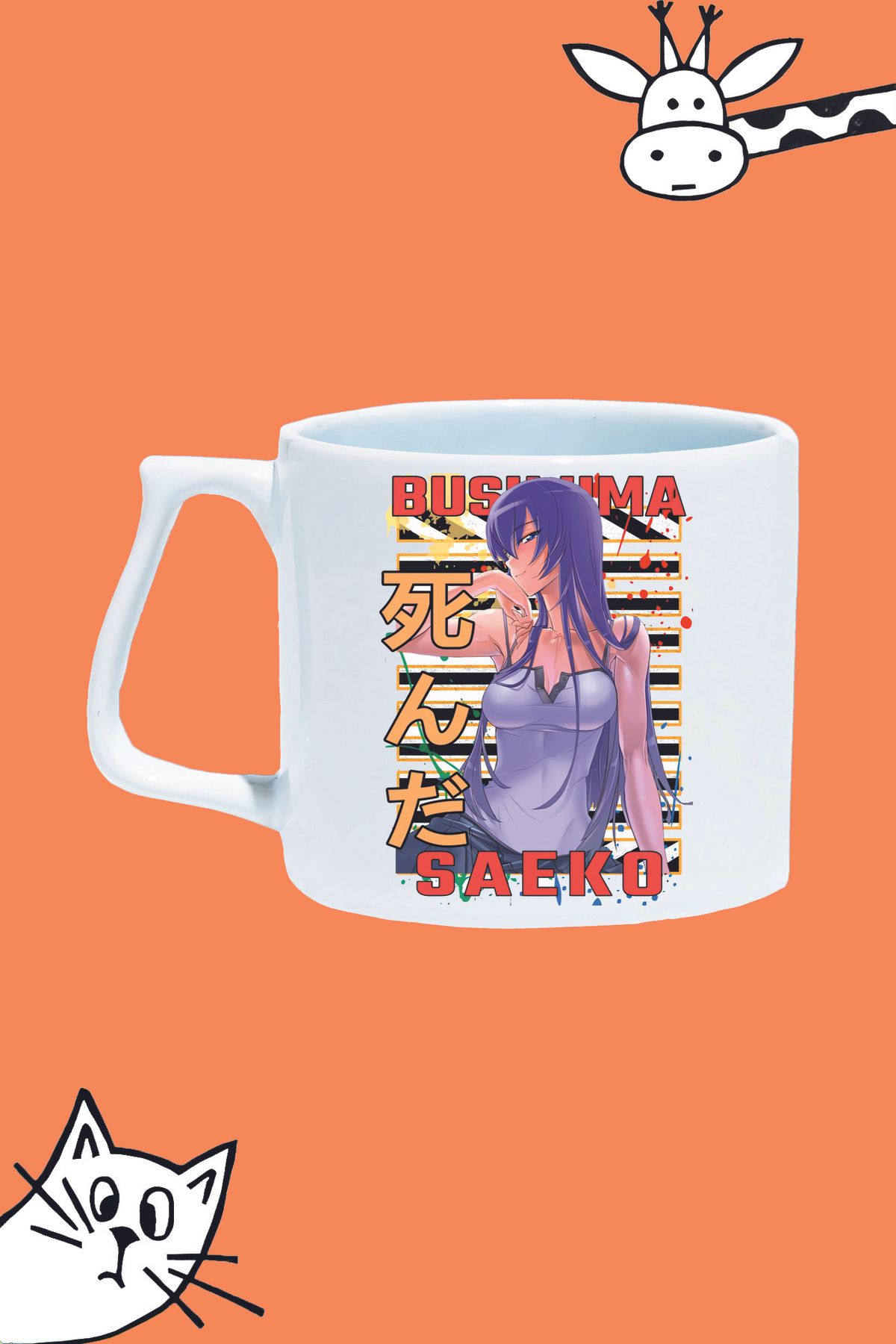 Olympus plus SAEKO BUSUJIMA KARAKTER ANİME HighSchool OF THE DEAD TASARIM BASKILI LÜKS KUPA BARDAK