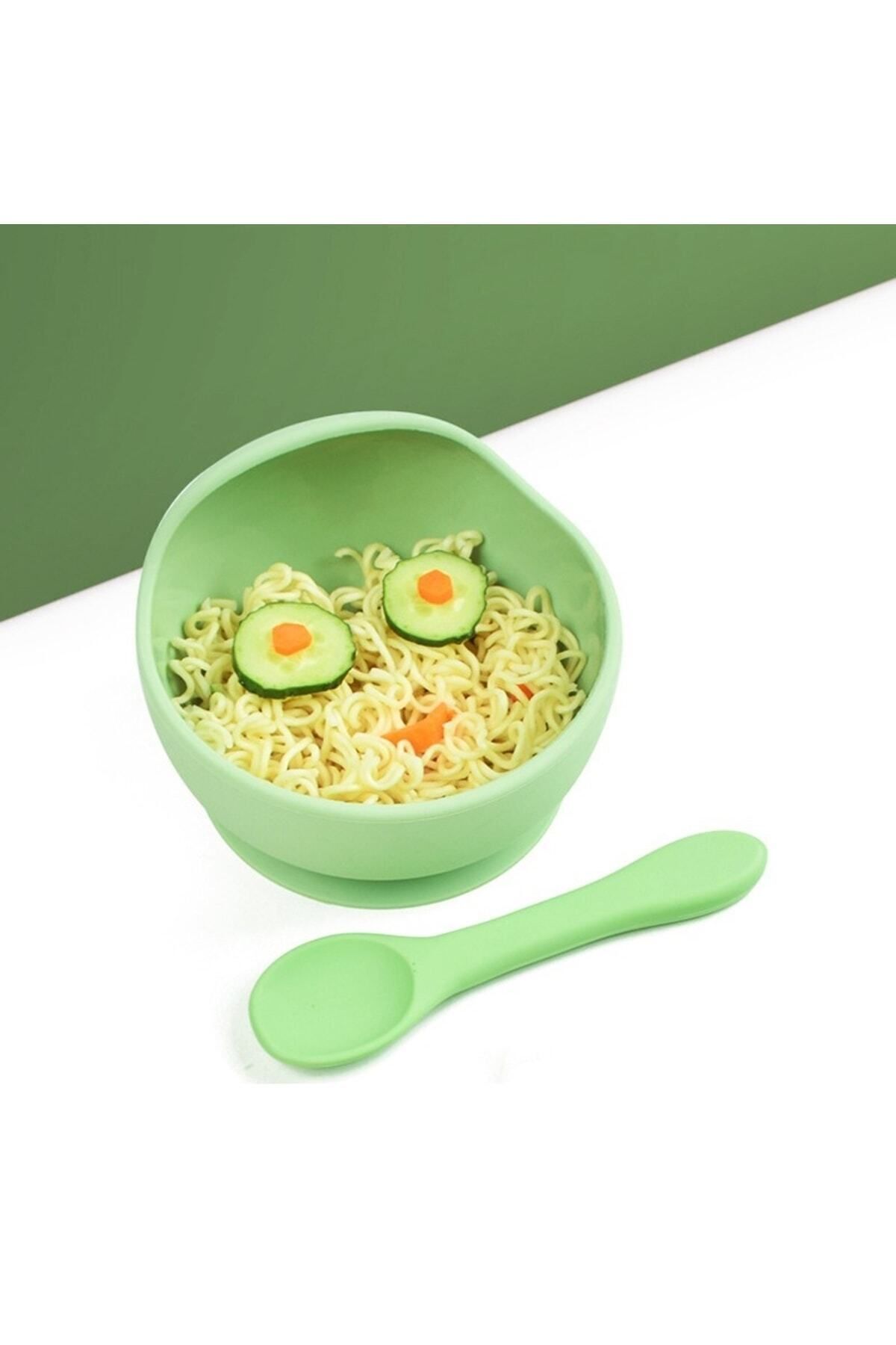 jojobebek Vakumlu Silikon Mama Kasesi, Altı Vakumlu Mama Kasesi, Silikon Kaşık Ve Çatal / Yeşil fotoğrafı 2 (önizleme)