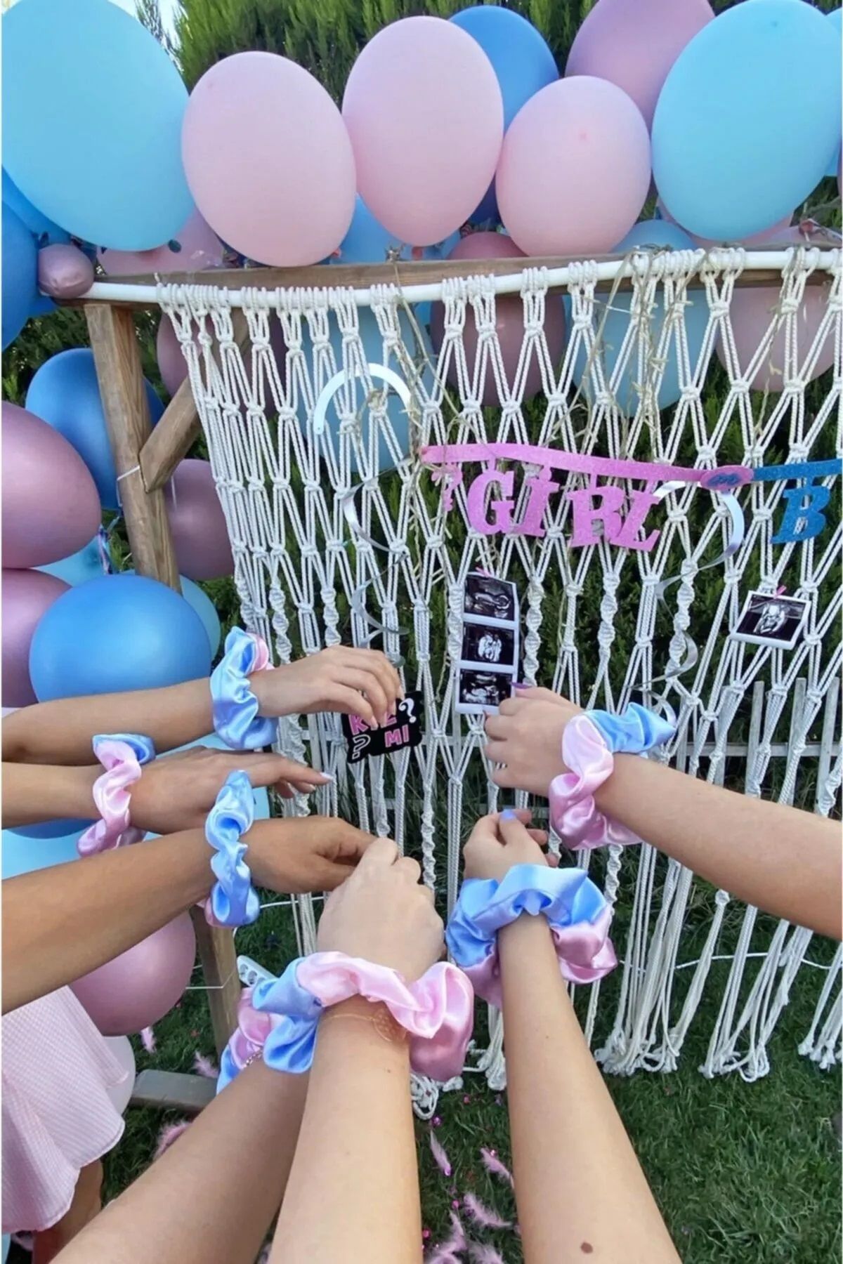 FashionSButik Cinsiyet Belirleme Partisi Hediyelik Toka Saten Pembe - Mavi