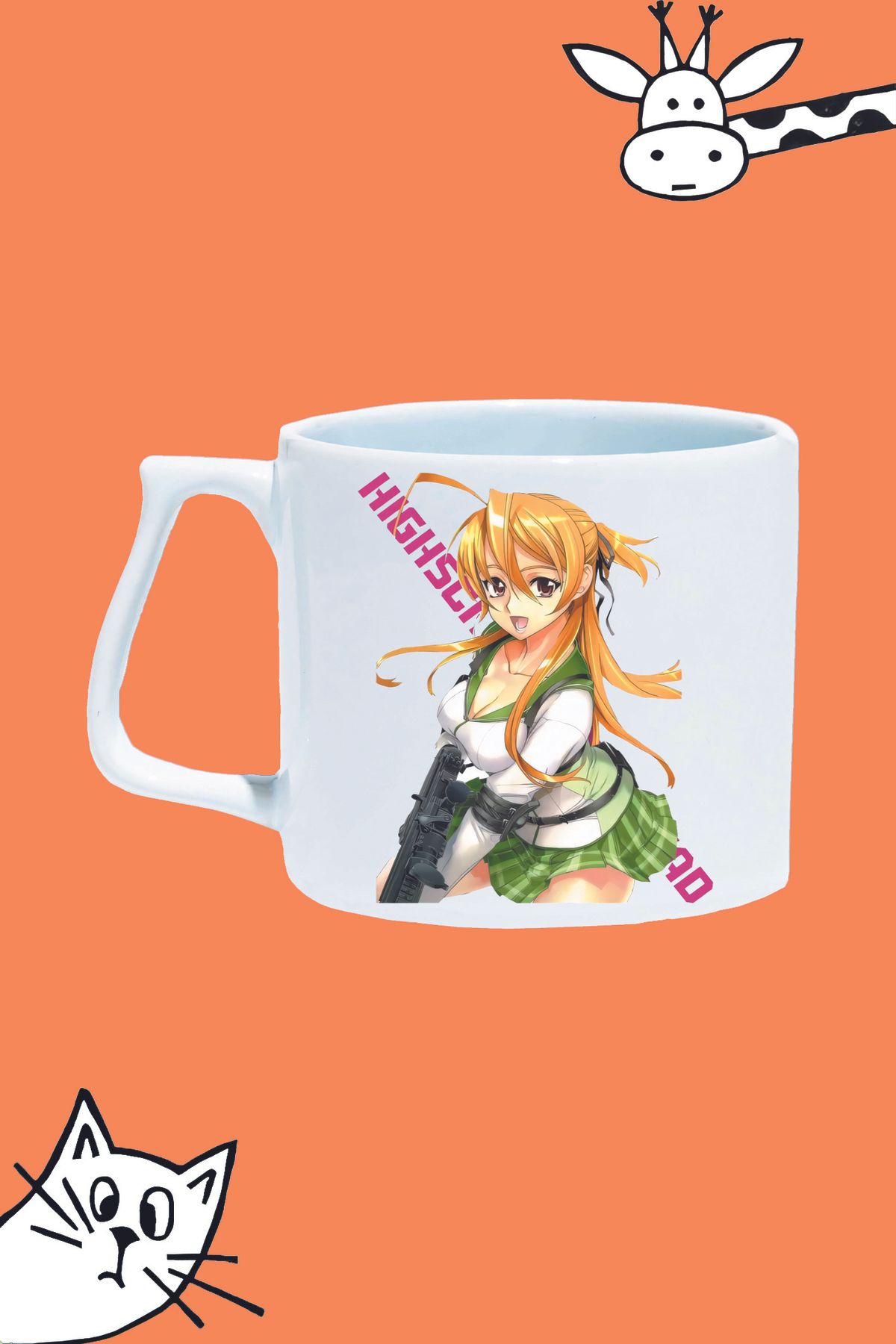 Olympus plus REİ MİYAMOTO KARAKTER ANİME HighSchool OF THE DEAD TASARIM BASKILI LÜKS KUPA BARDAK