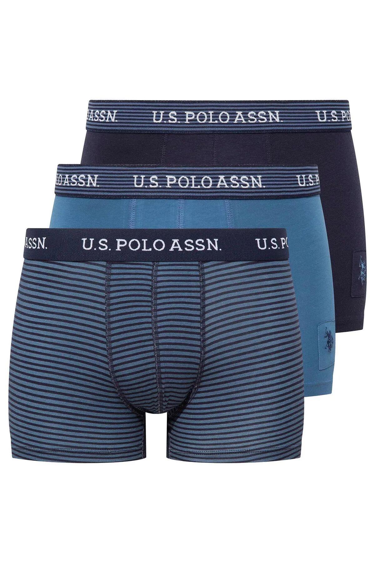 U.S. Polo Assn. 3'lü Boxer Set, Beli Lastikli, Pamuklu & Likralı
