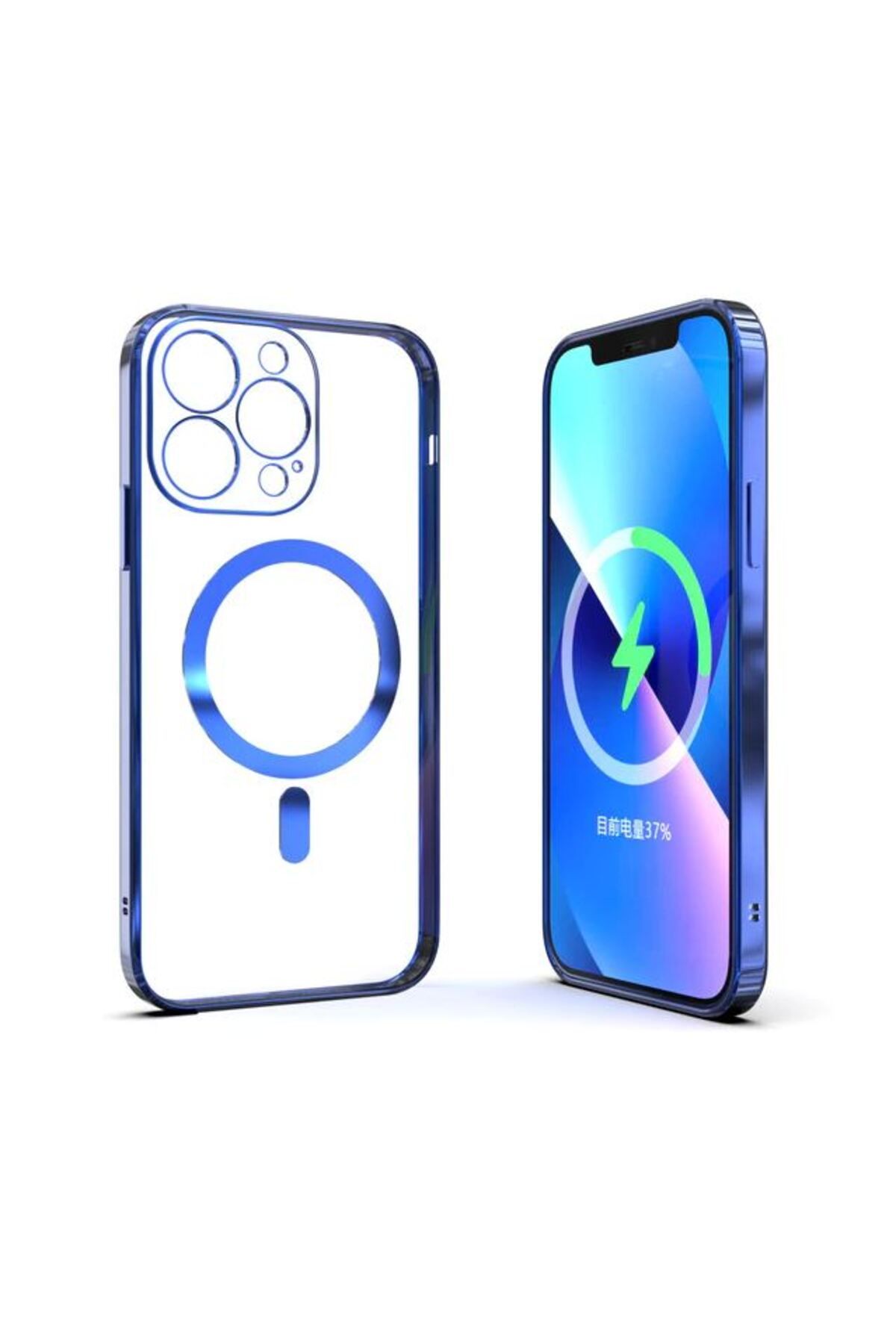 REDz Accessories Husă De Lux, Magsafe, Acoperire Completă, Compatibilă Cu Iphone 13 Pro, Încărcare Wireless, Transparentă, Albastru Închis - One Size