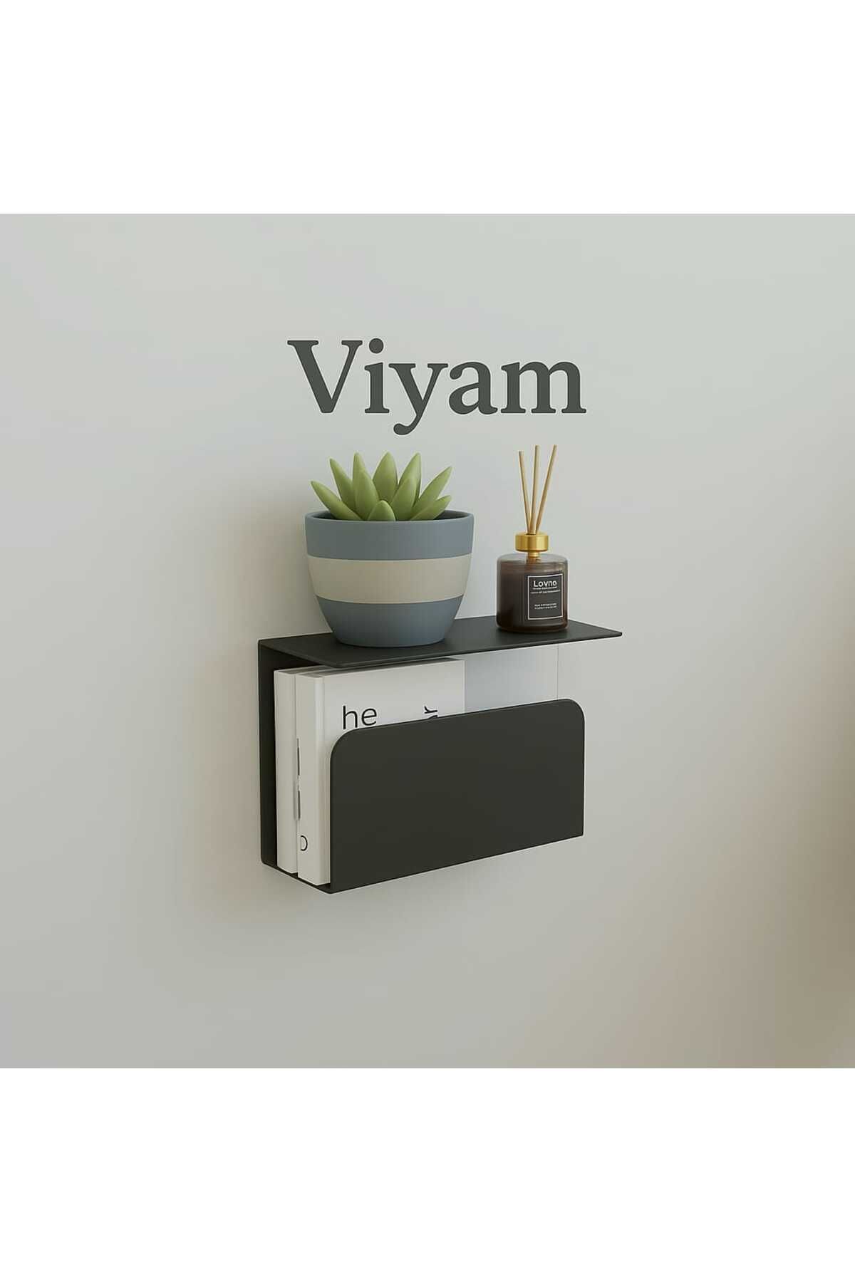 VİYAM Kitaplıklı Yüzen Gece Sehpası, Modern Yüzen Komodin, Minimalist Kitaplık Dekoru, Masa Rafı