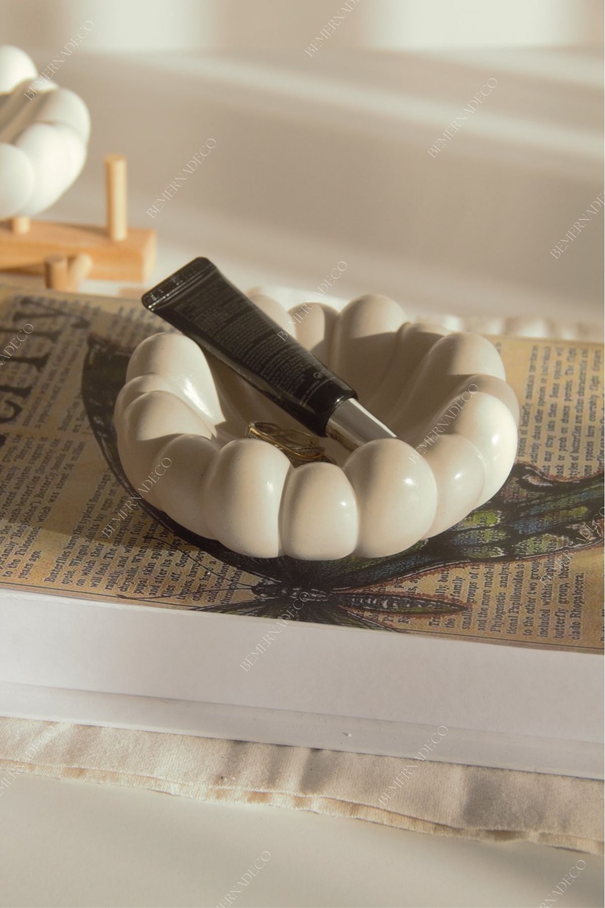 Bemerna Deco Dekoratif Kase, Iskandinav Kase, Bohem Kase, Takı Tabağı (VERNİKLİ)