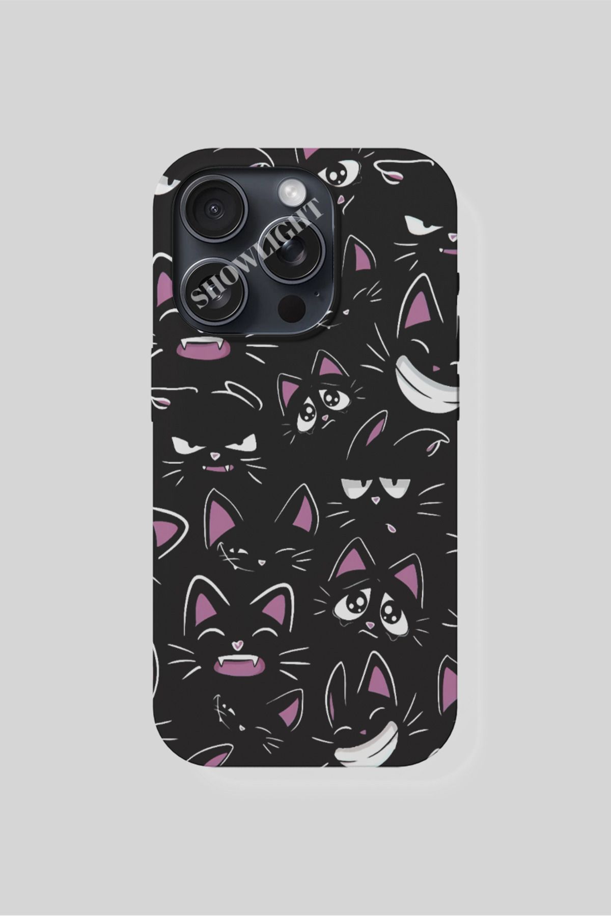 SHOWLIGHT Xiaomi Redmi Note 8 Pro Uyumlu Kedi Emoji Tasarımlı Premium Telefon Kılıfı