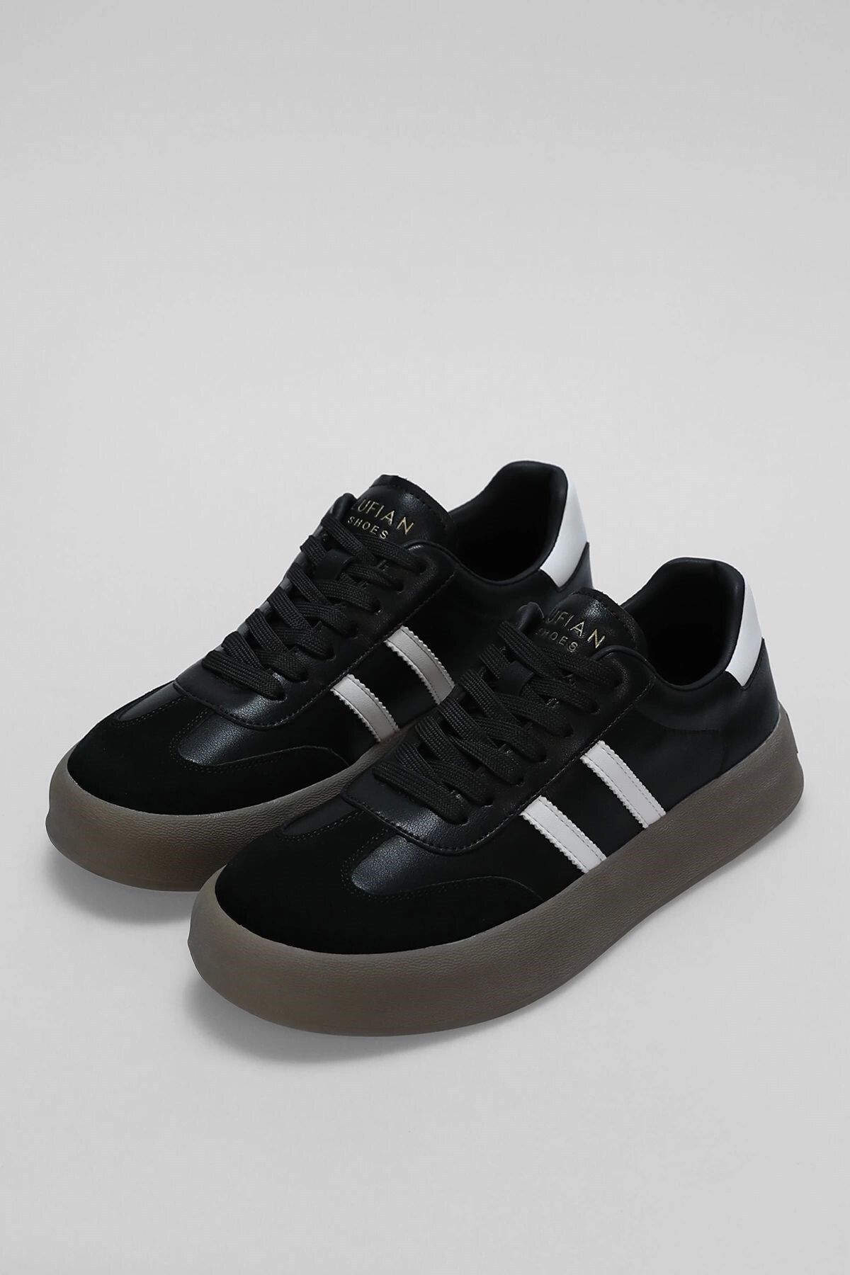 Lufian Hakiki Deri Bağcıklı Günlük Sneaker Siyah Ayakkabı