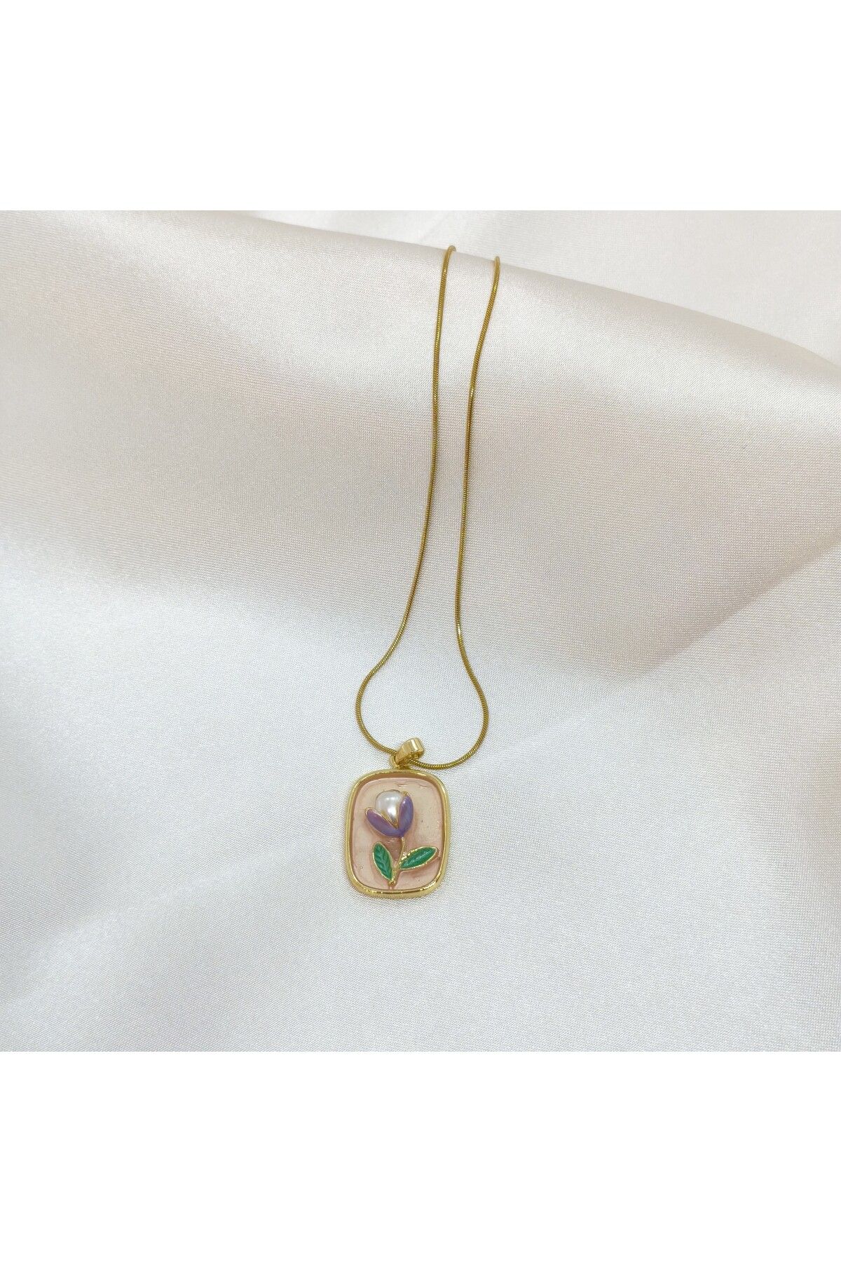 Butik İnci Detaylı Vintage Gold Kolye