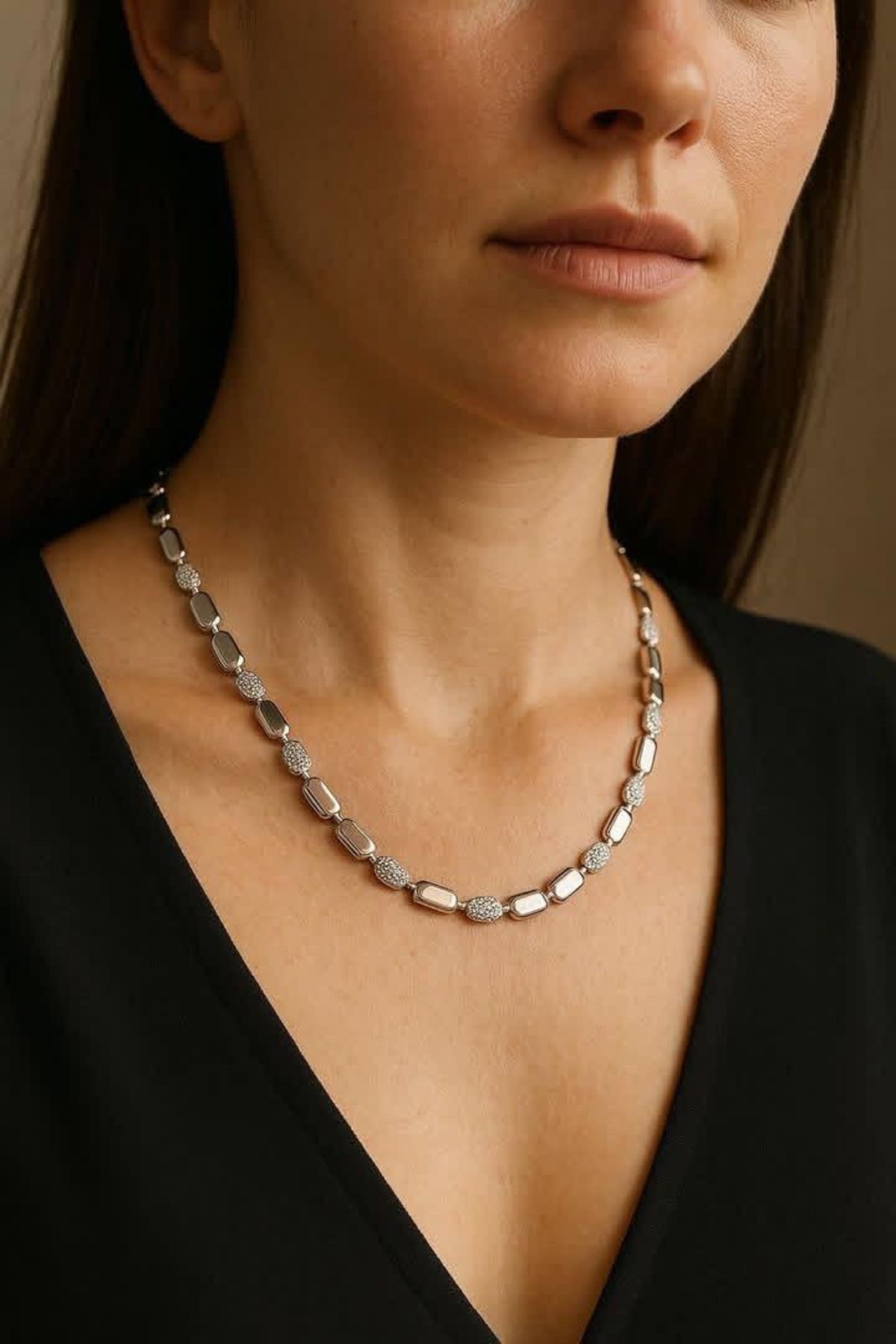 FİLİETHOS Kolye Vıp Silver Taşlı