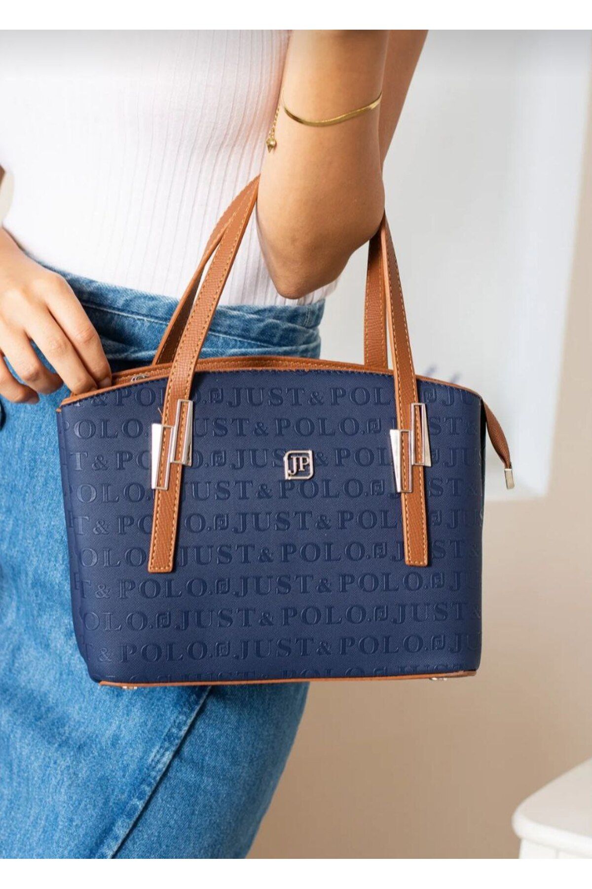 Just Polo justpolo kadın 5 bölmeli el omuz çantası ve cüzdan kombini (Anneler gününe özel model)