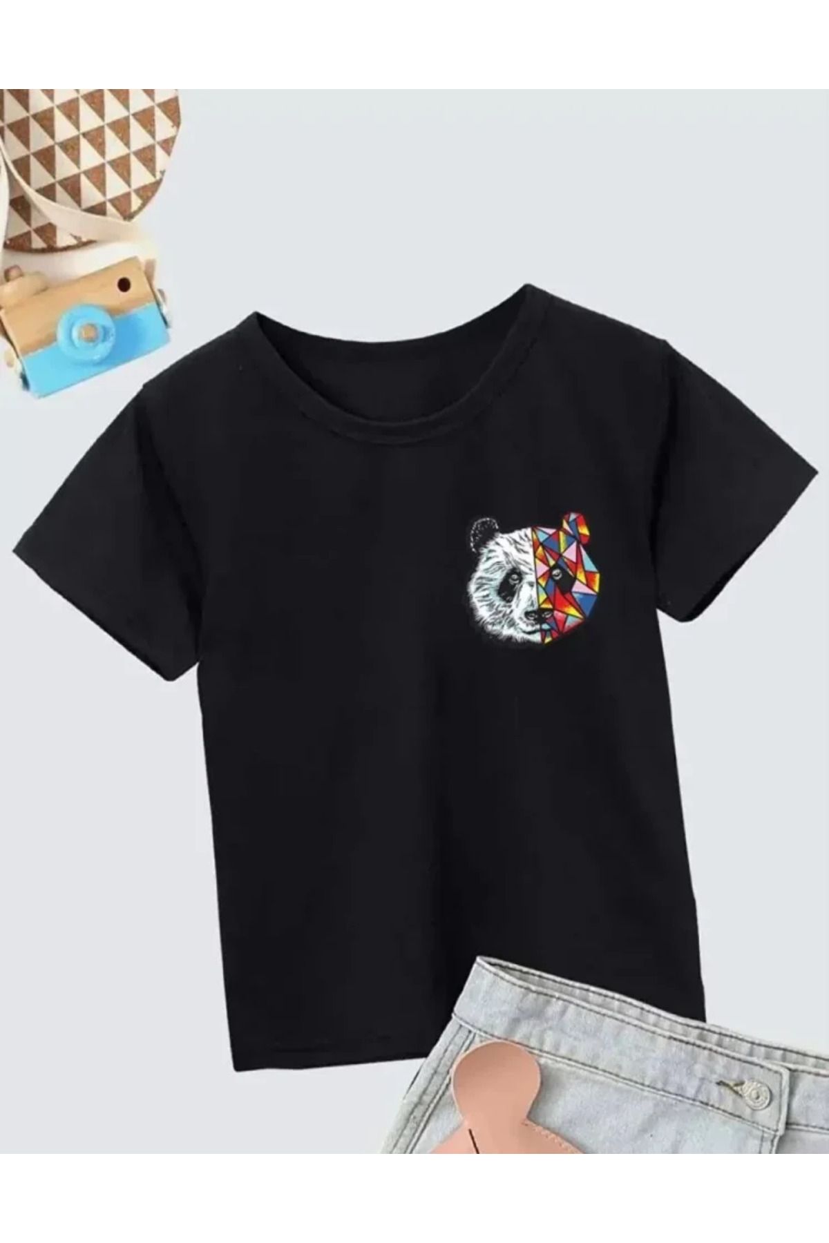 MODA Unisex Çocuk Baskılı T-Shirt - Siyah
