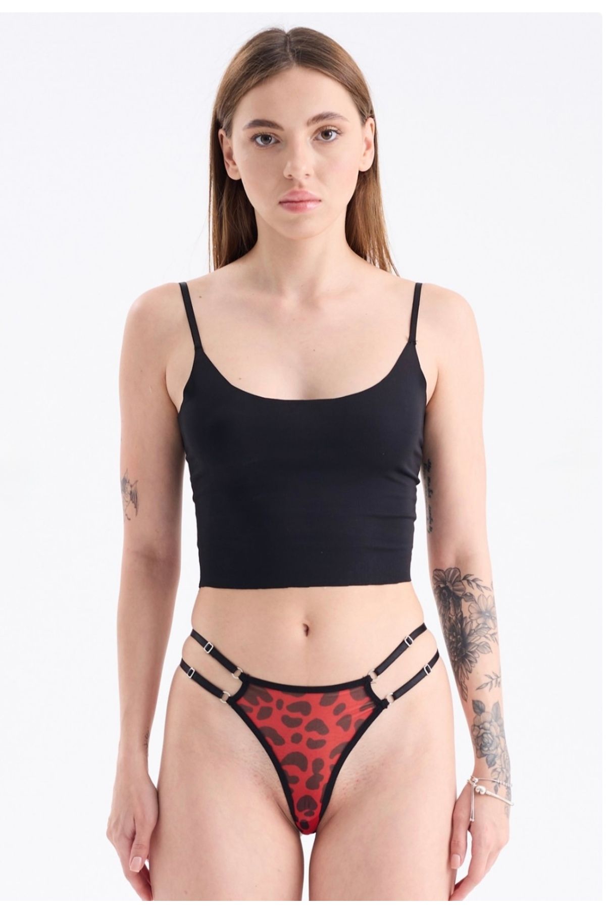 Zoya KIRMIZI,LEOPARLI ASKI KÜLOT, TANGA İÇ GİYİM