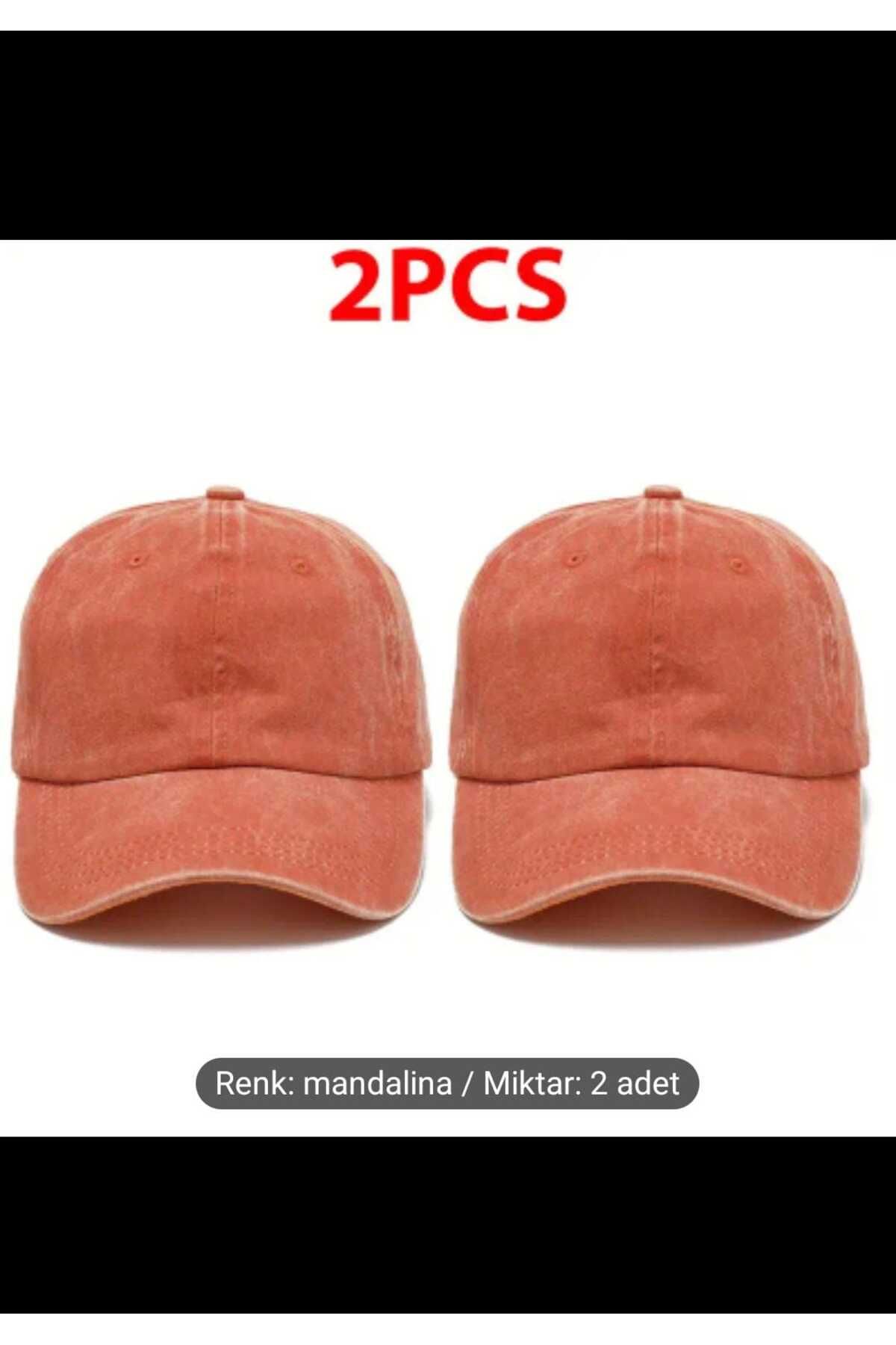 WOHOME Vintage Görünümlü Unisex 2'li Şapka - Yıkamalı Pamuk Kep