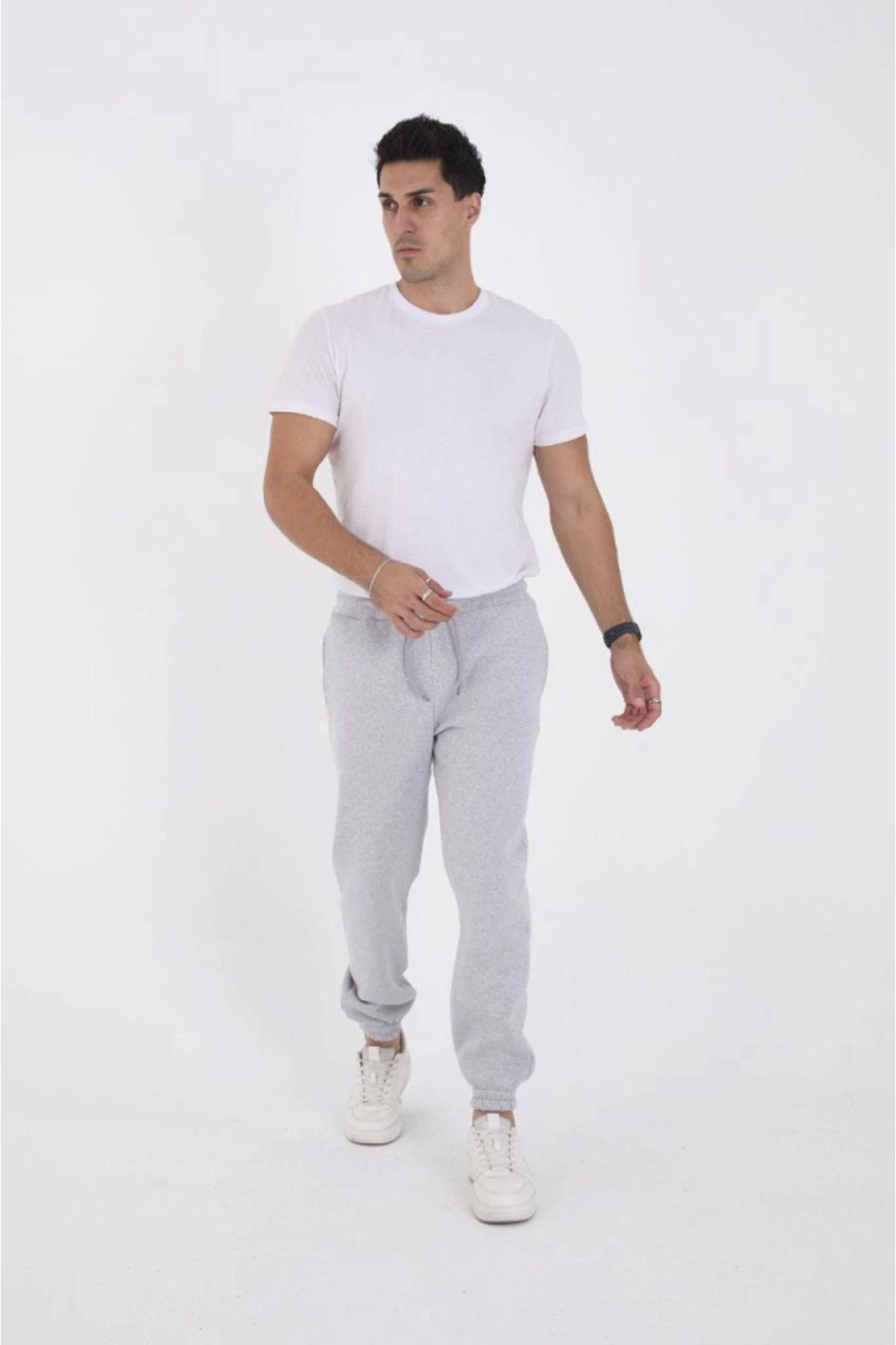 MODA Unisex Kışlık Üç İplik Lastikli Eşofman Pantolon - Gri