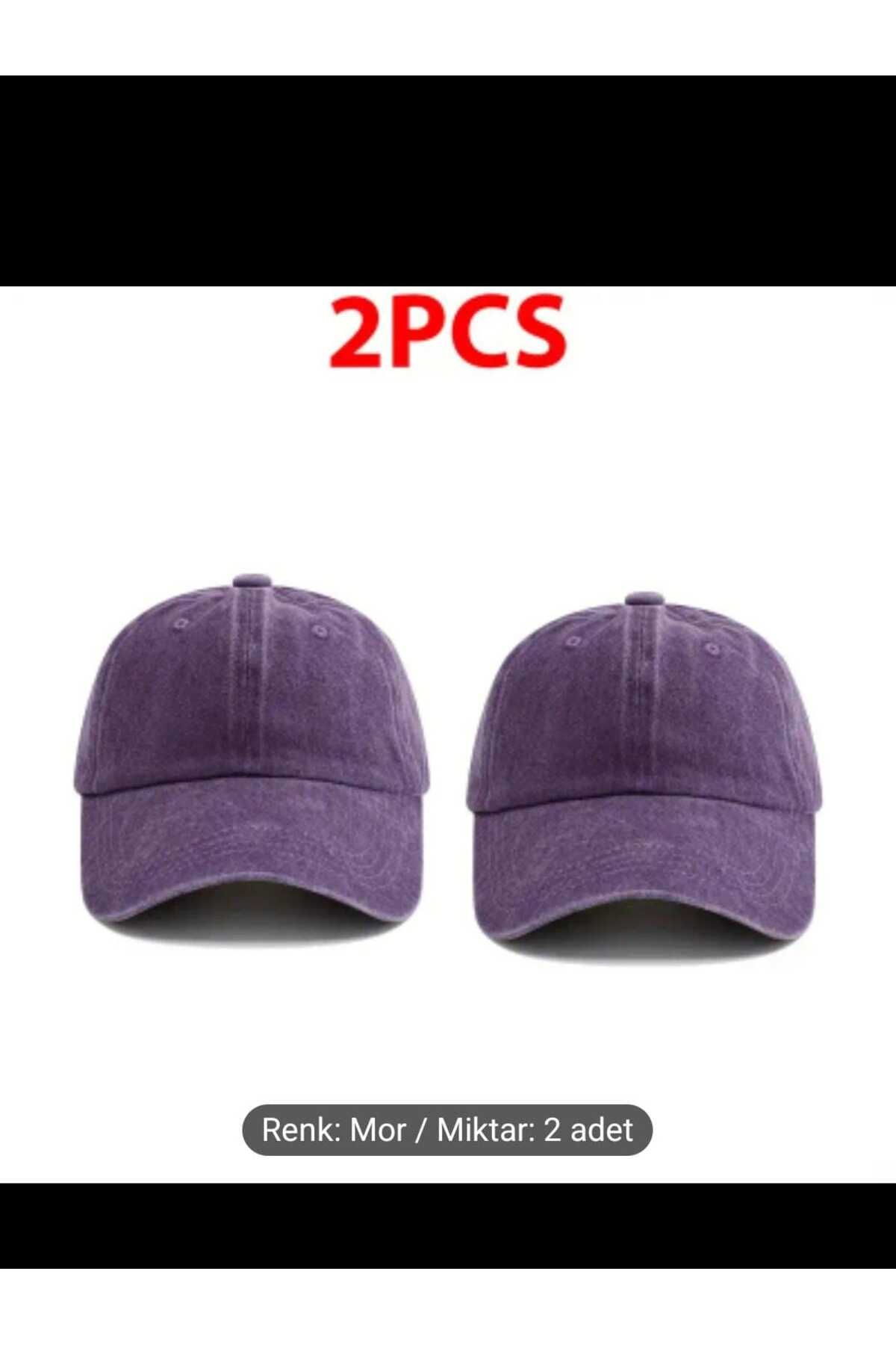 WOHOME Vintage Görünümlü Unisex 2'li Şapka - Yıkamalı Pamuk Kep