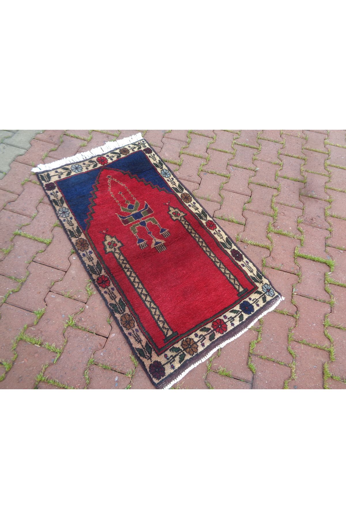 ŞAHMERDANOĞLU ŞAHMERDANOĞLU 65 x 120 Cm El İşcilikli Yumuşak Tüylü Niğde Yöresi Namazla, Fısır-Fısır Seccade VIC