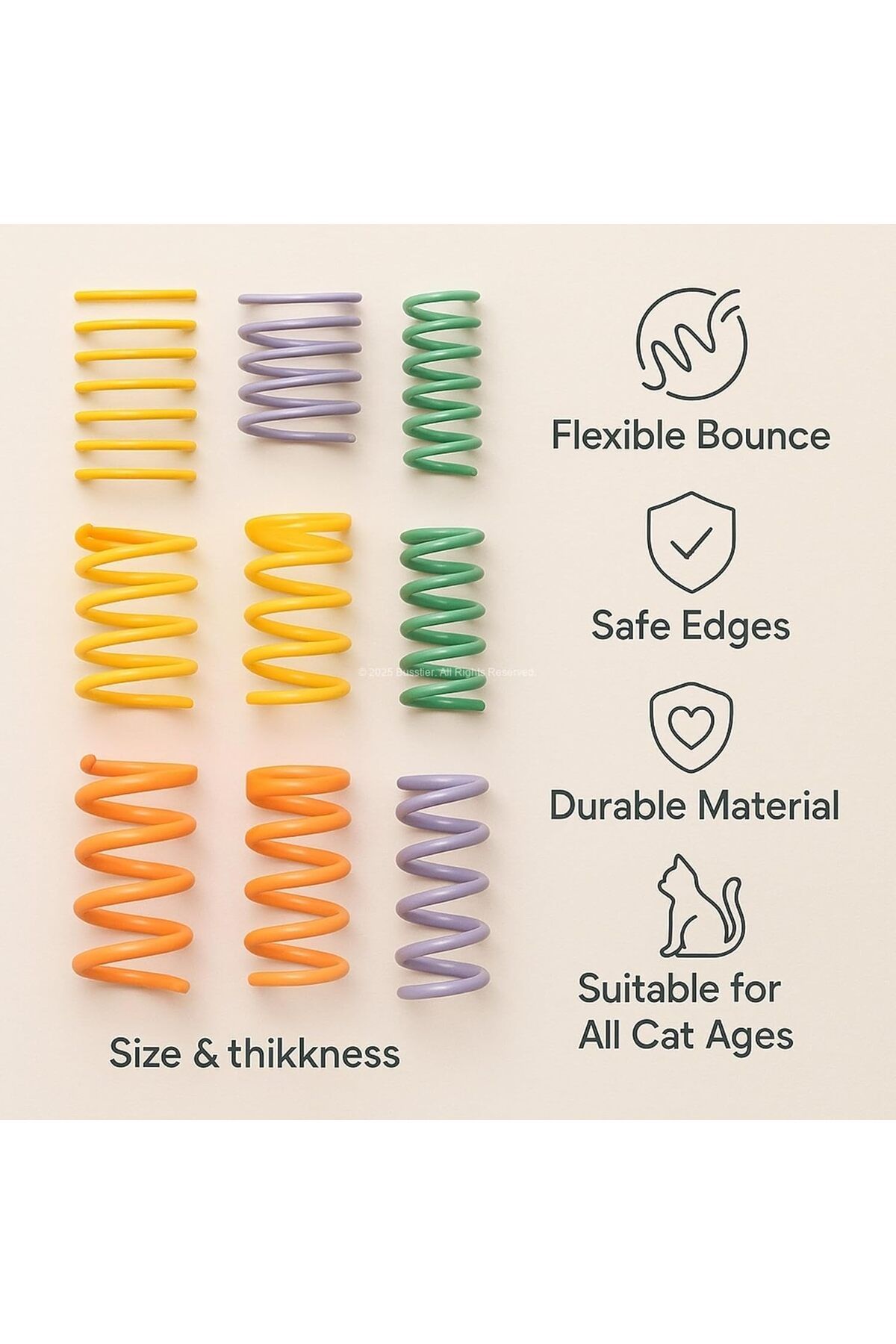 Busstier-Mixed Color Spiral Spring Cat Toy Set of 10 - Flexible, Durable, Fun 6