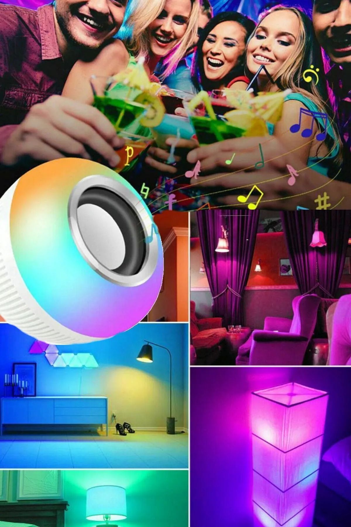 Munico Bluetooth Müzik Ampul Uzaktan Kumanda Led müzik hoparlörü Rgb Led Rgb APP Kısılabilir LED Ampul