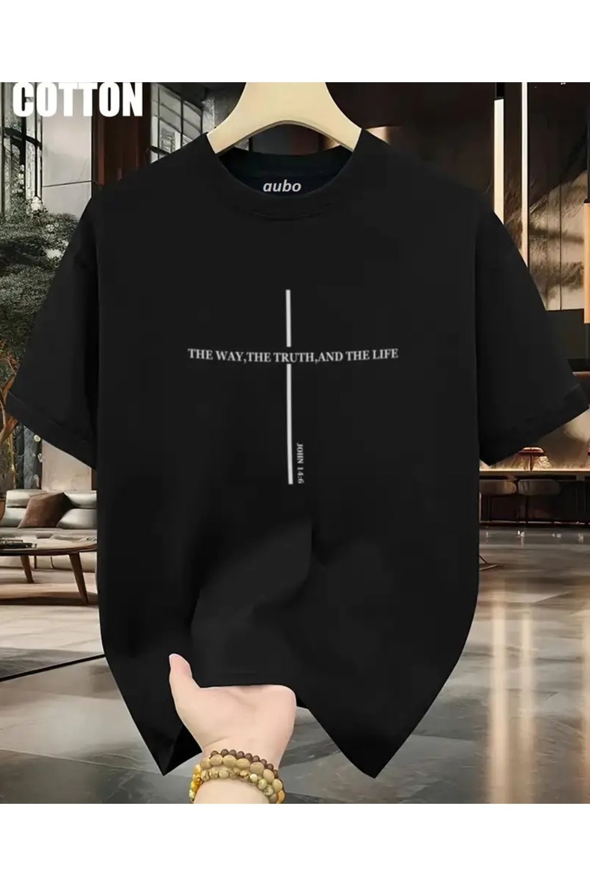 qubo sportswear & company qubo Unisex Oversize Baskılı Pamuklu Bisiklet Yaka Kısa Kollu SİYAH T-shirt