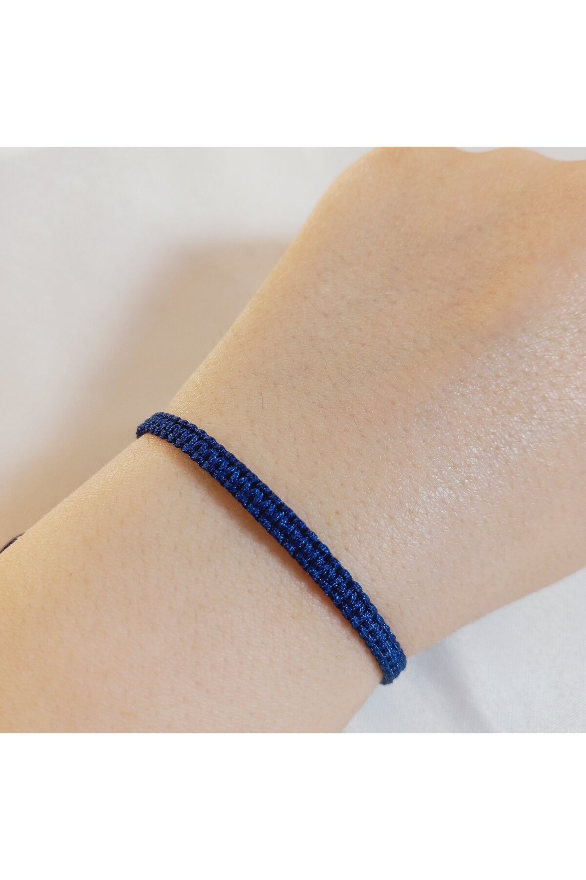 Crystal Atelier Unisex Lacivert Makrome Örgü Asansörlü Ayarlanabilir Bileklik-Hediyelik Bileklik-İp Bileklik