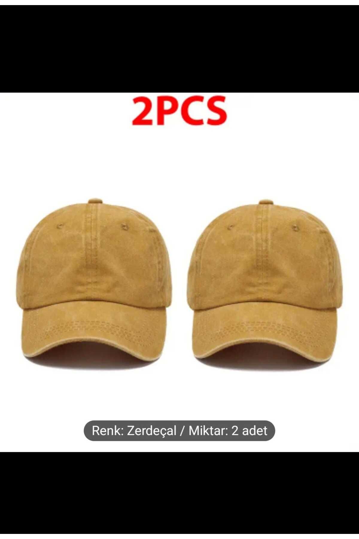 WOHOME Vintage Görünümlü Unisex 2'li Şapka - Yıkamalı Pamuk Kep
