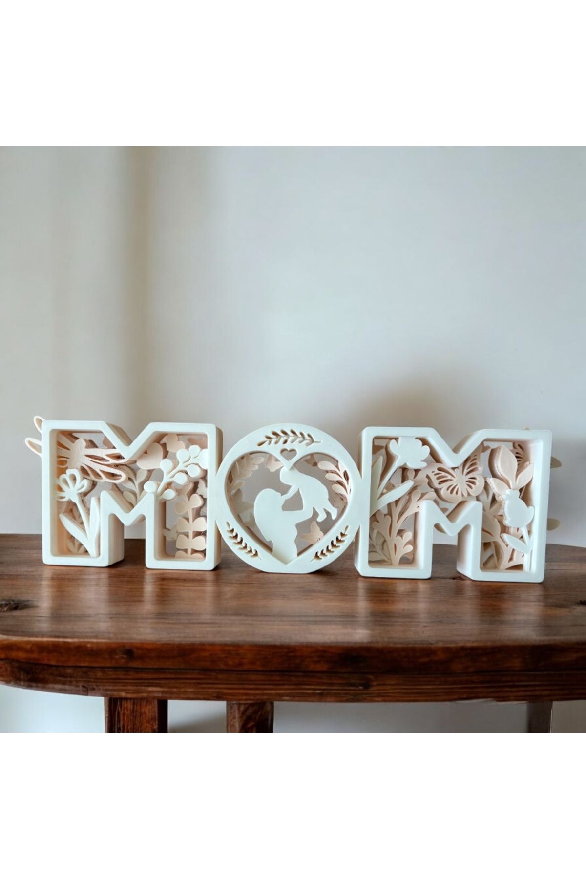 Dekor Dekoratif “MOM” Yazılı Anneler Günü Figürü - 26x2.5x7 cm