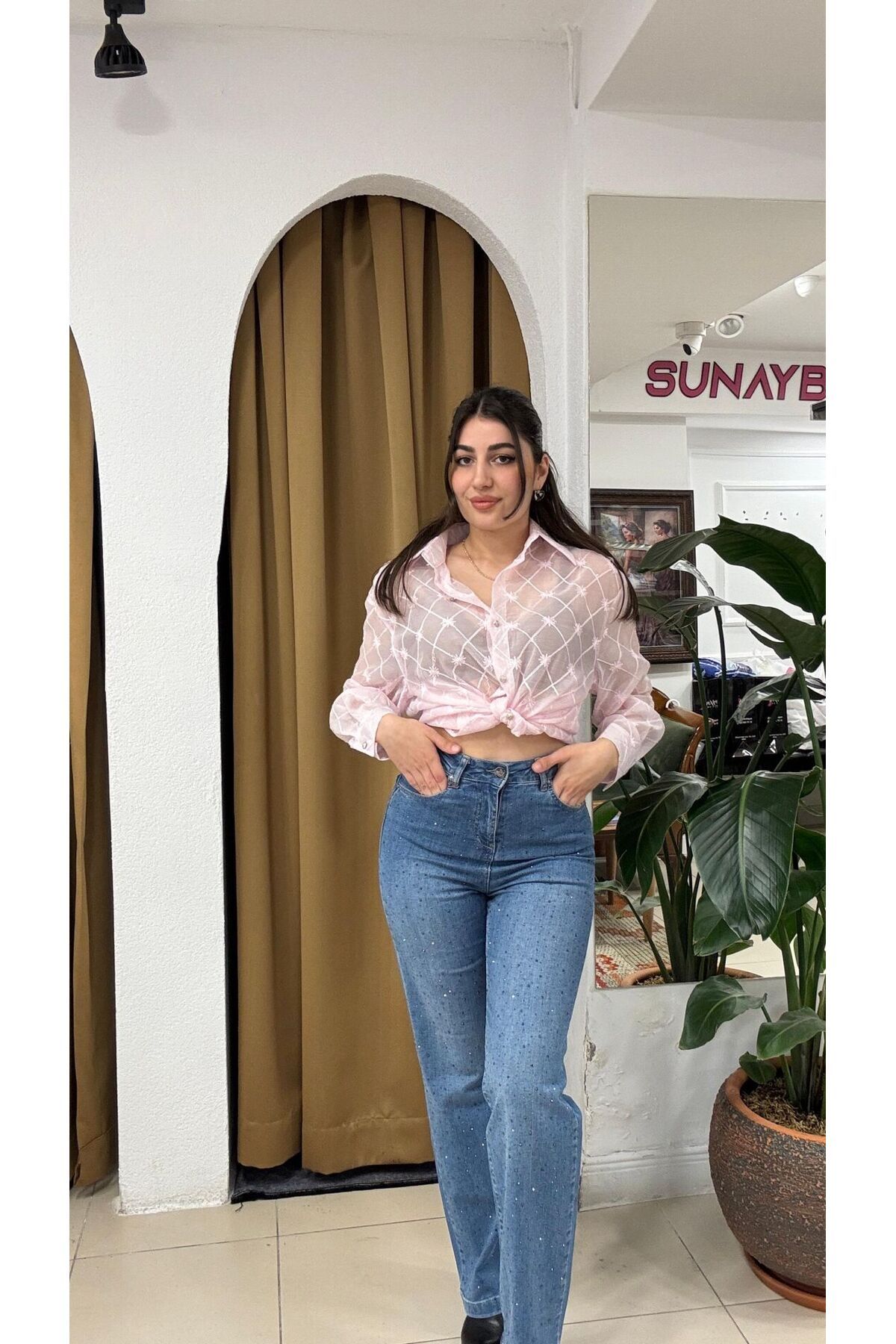 SUNAYBUTİK PEMBE İTHAL GÖMLEK-Standart - Pembe