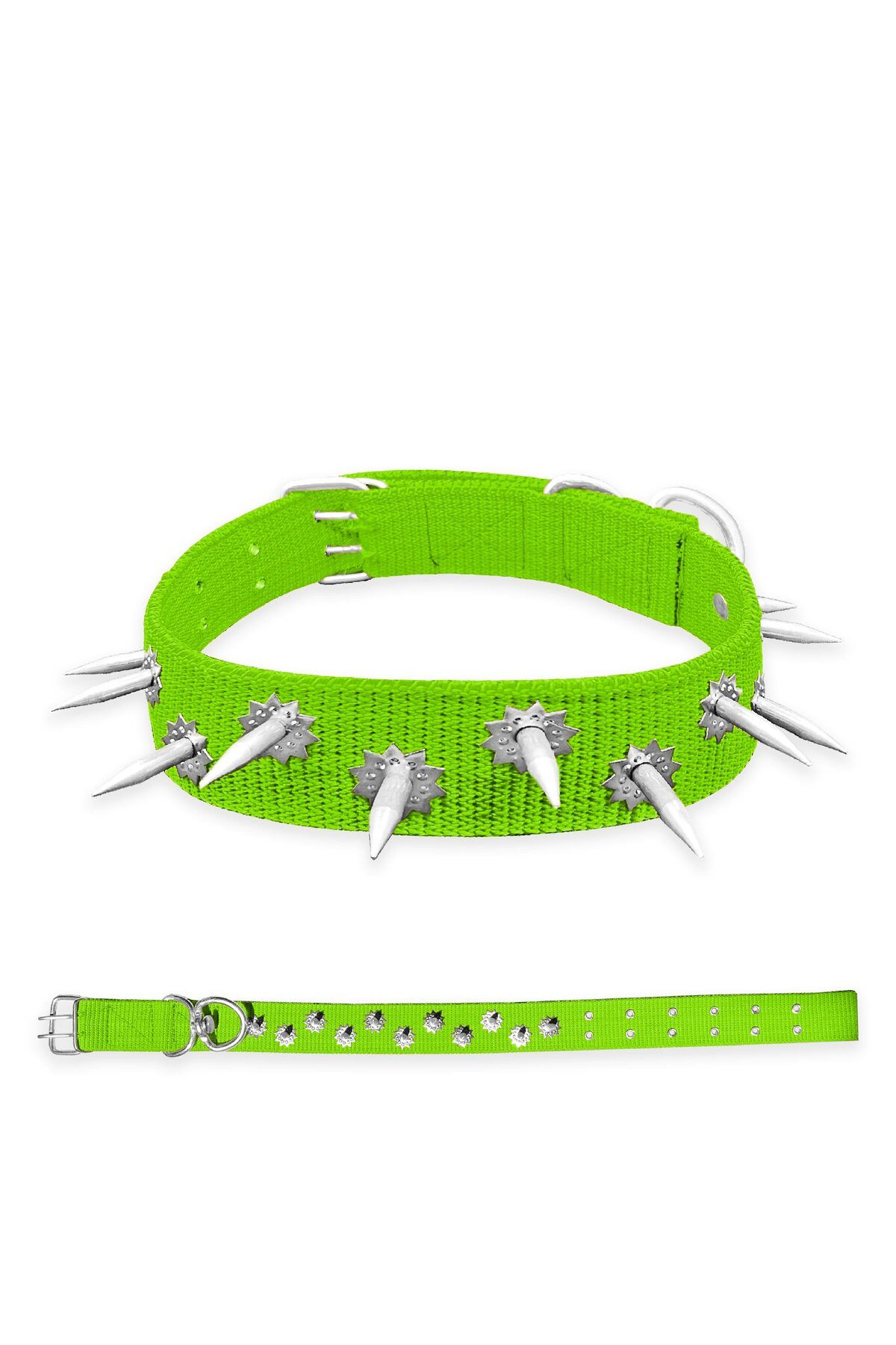SAVEX Dokuma Çivili Köpek Boyun Tasması - 4*70 cm - Yeşil