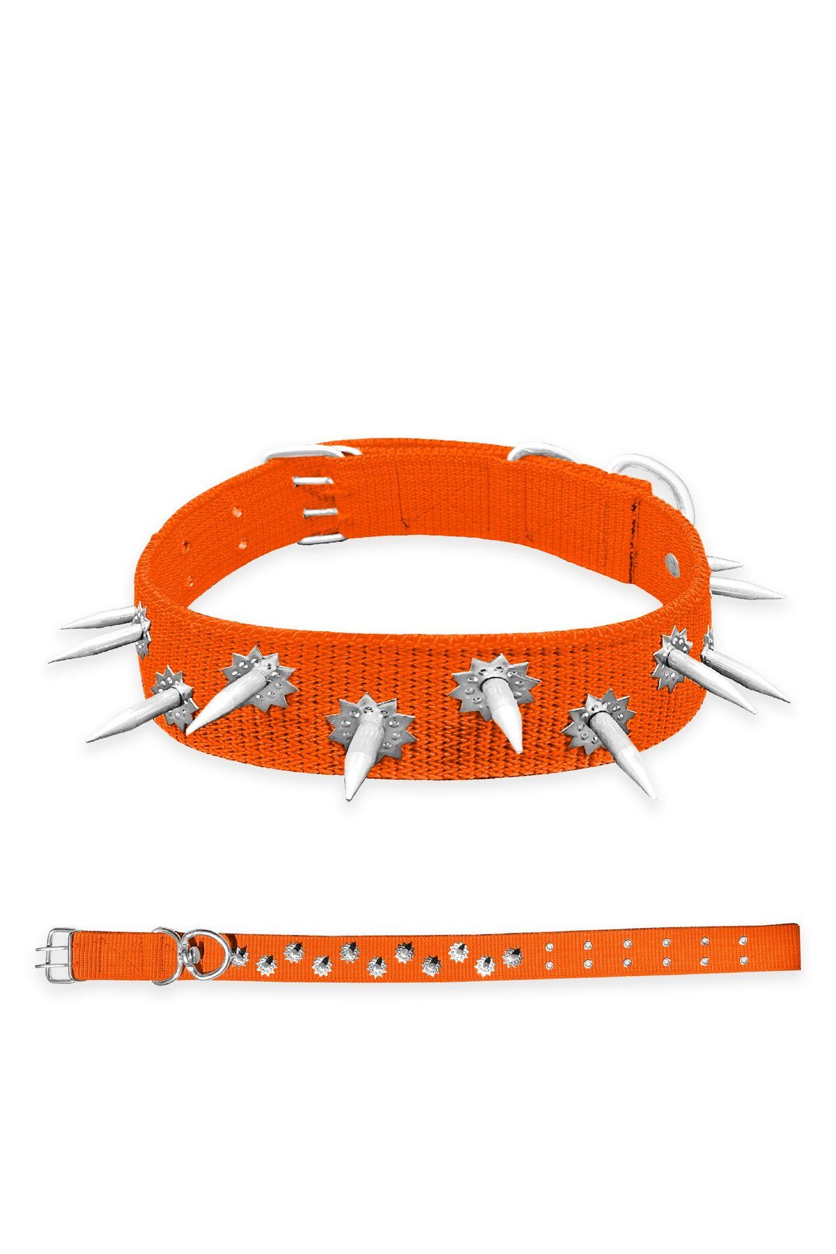 SAVEX Dokuma Çivili Köpek Boyun Tasması - 4*70 cm - Turuncu