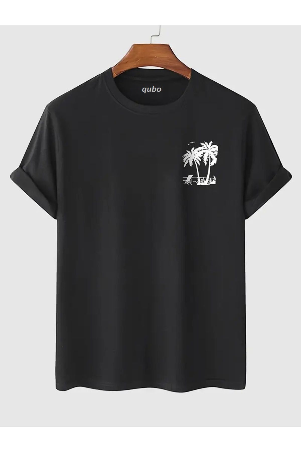 qubo sportswear & company qubo Unisex Oversize Baskılı Pamuklu Bisiklet Yaka Kısa Kollu SİYAH T-shirt